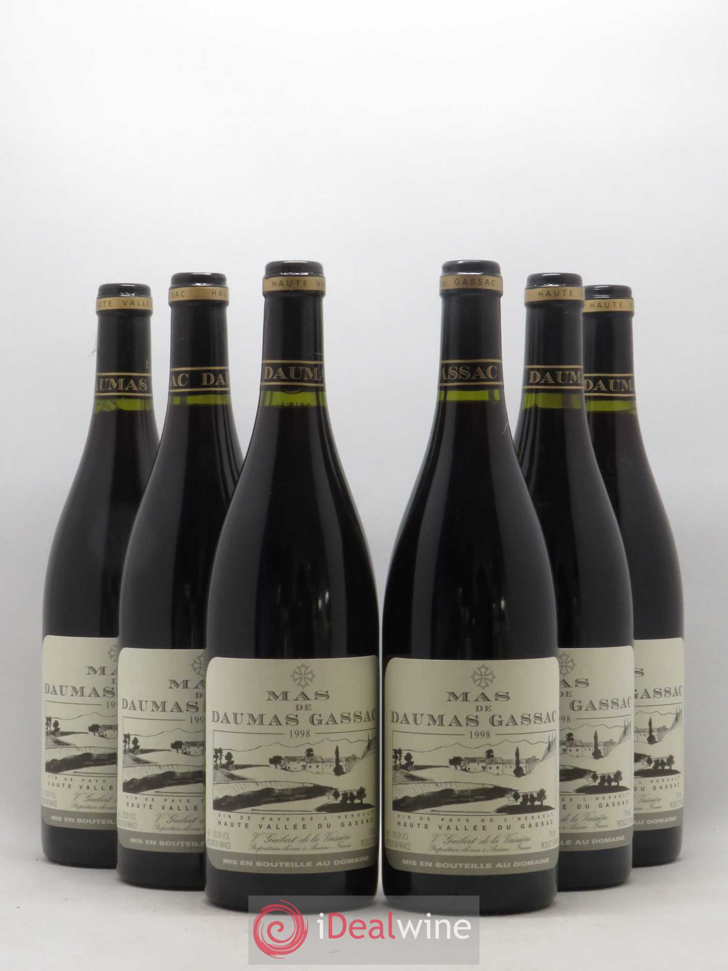 Saint-Guilhem-le-Désert - Cité d'Aniane Mas Daumas Gassac Famille Guibert de La Vaissière 1998 - Lot de 6 bouteilles - 0