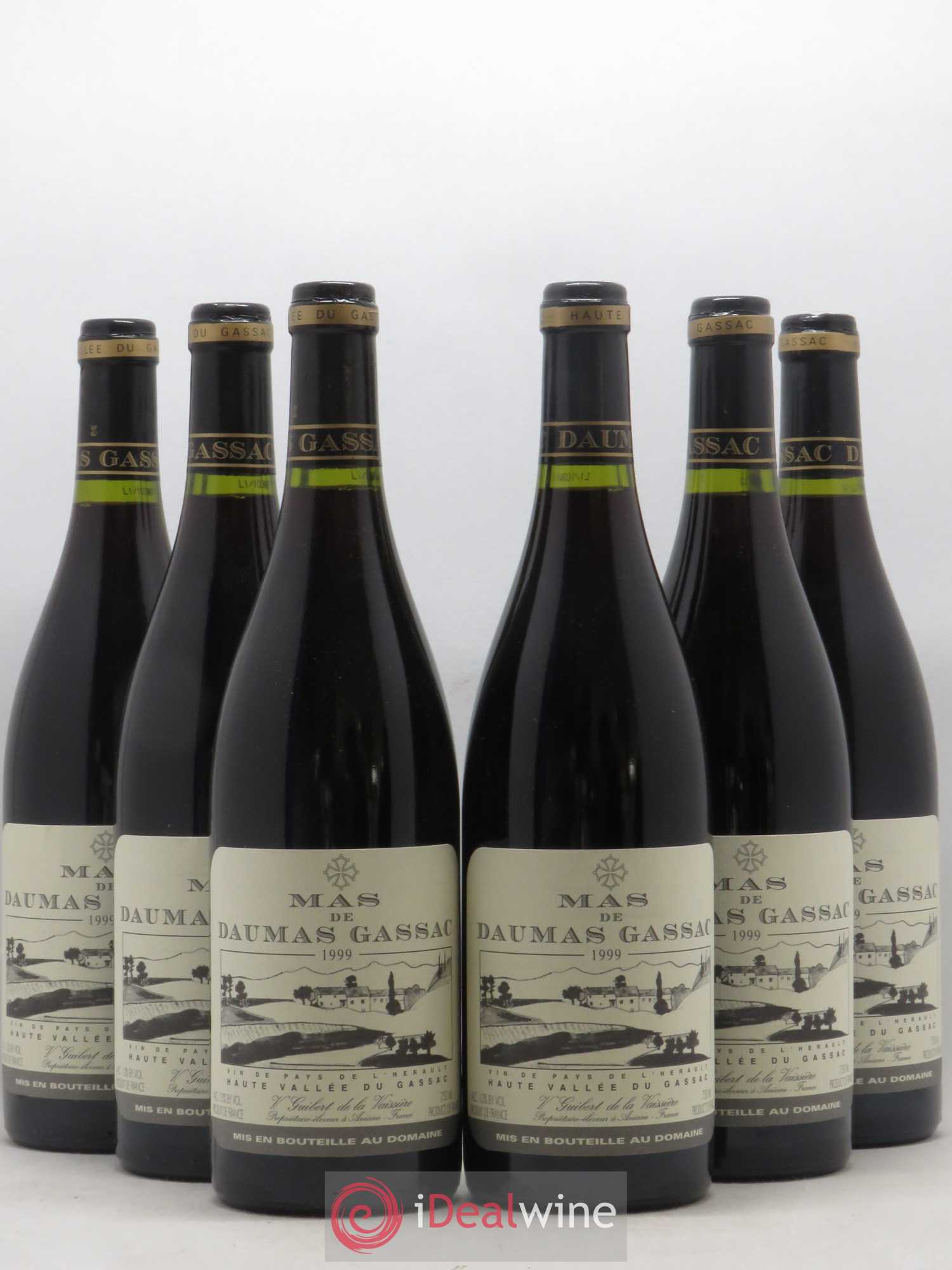 Saint-Guilhem-le-Désert - Cité d'Aniane Mas Daumas Gassac Famille Guibert de La Vaissière 1999 - Lot de 6 bouteilles - 0