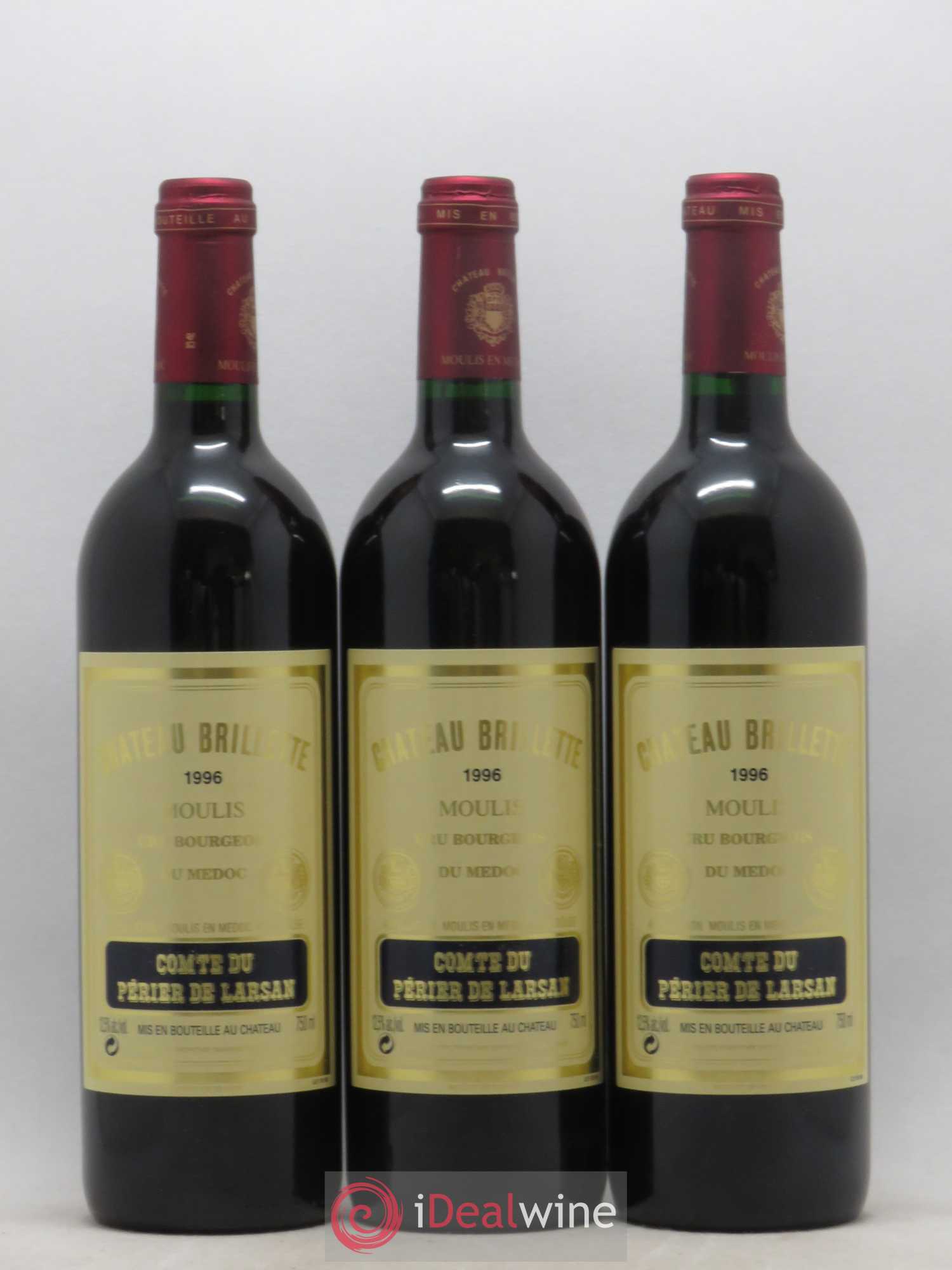 Château Brillette Cru Bourgeois 1996 - Lot of 12 bottles - 1