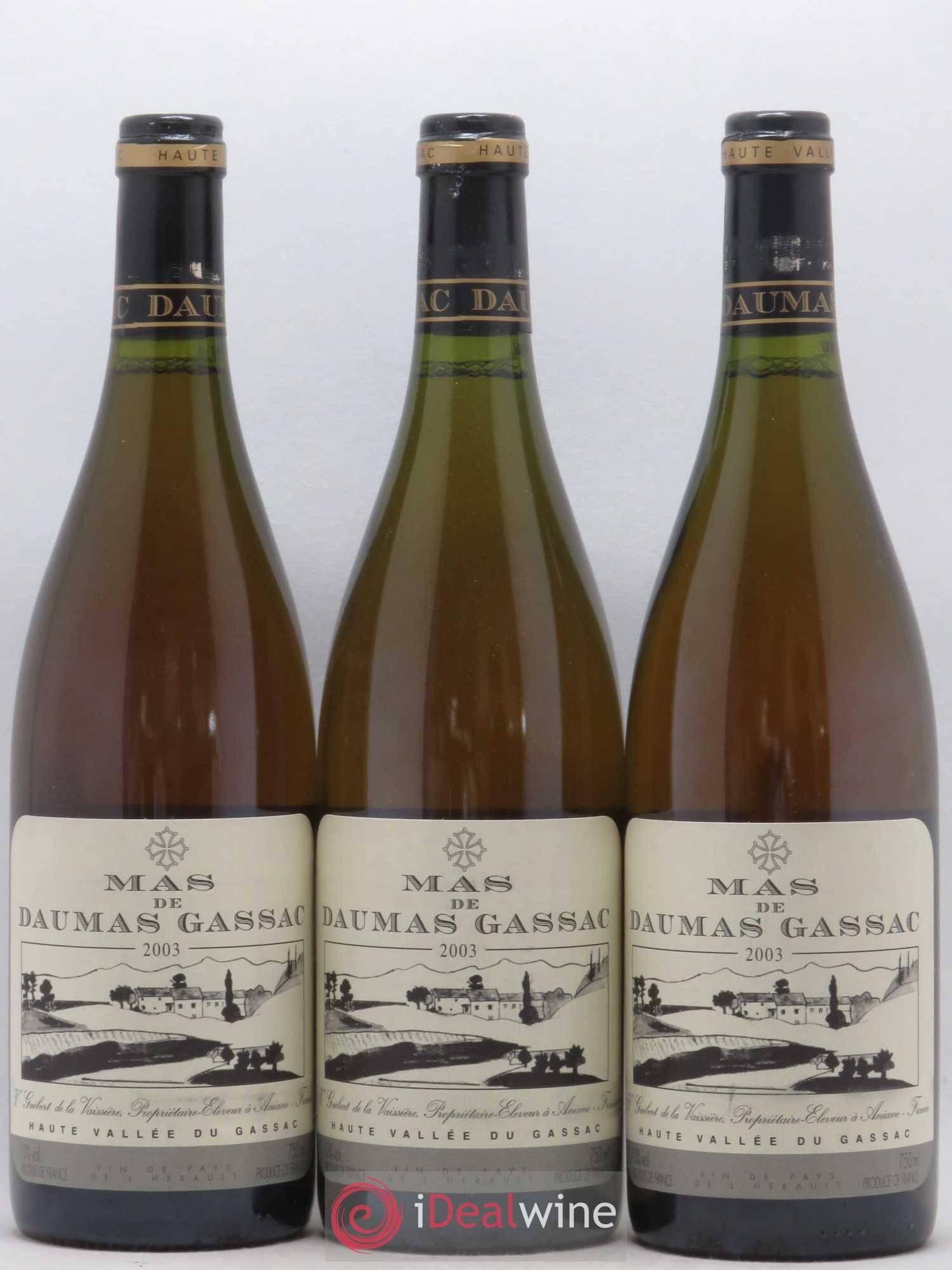 Saint-Guilhem-le-Désert - Cité d'Aniane Mas Daumas Gassac Famille Guibert de La Vaissière 2003 - Lot de 3 bouteilles - 0