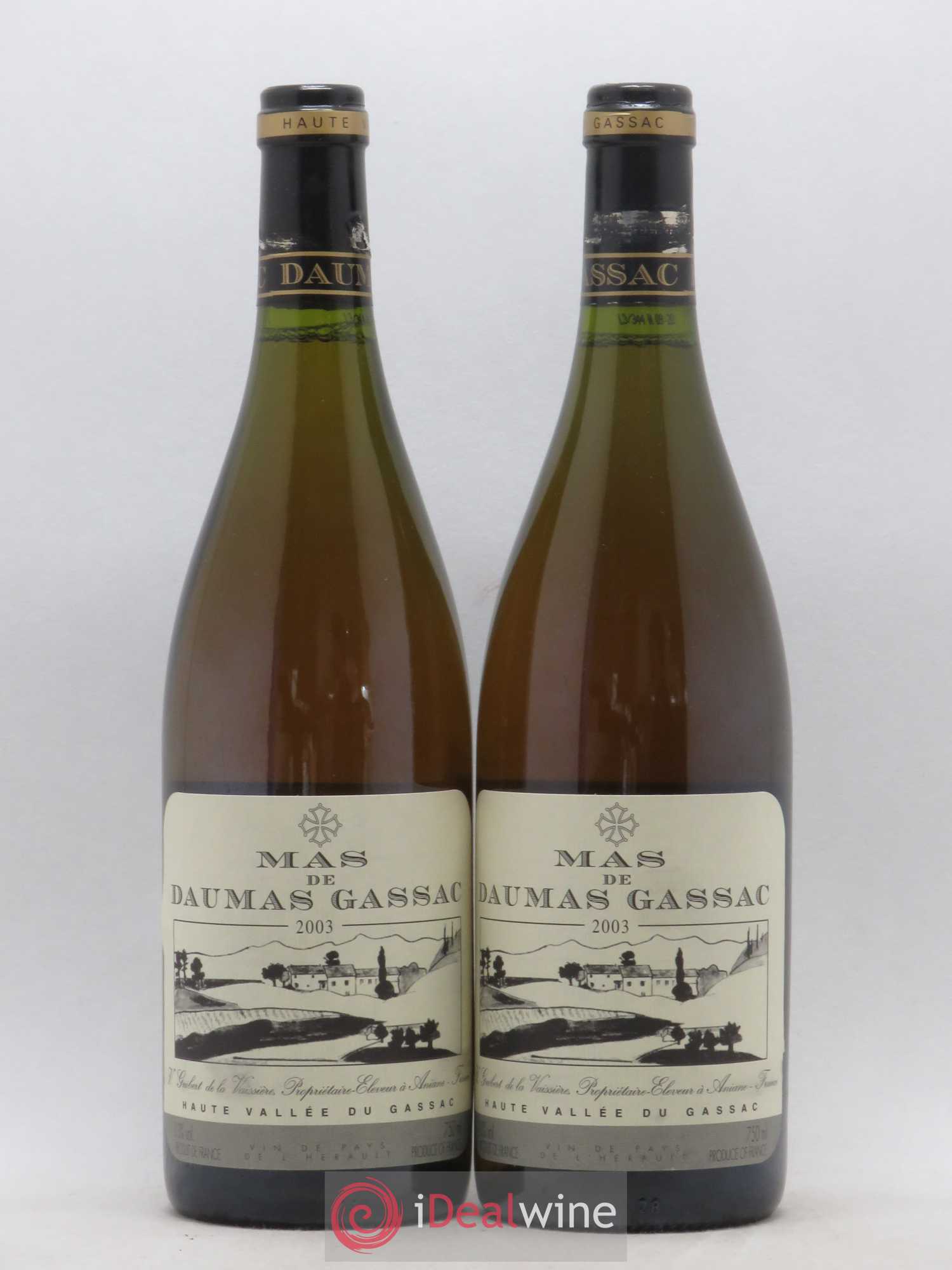 Saint-Guilhem-le-Désert - Cité d'Aniane Mas Daumas Gassac Famille Guibert de La Vaissière 2003 - Lot de 2 bouteilles - 0