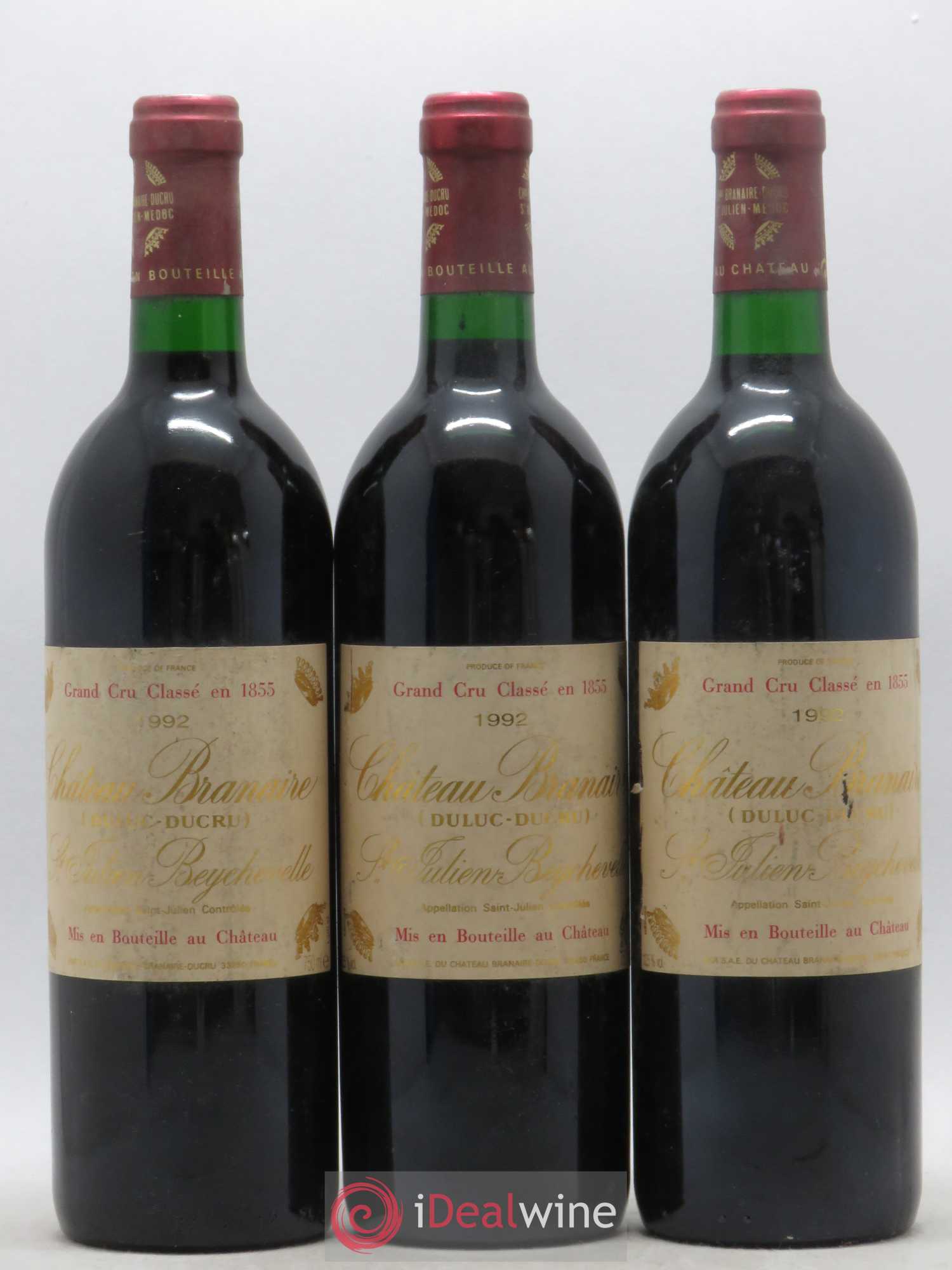 Château Branaire Ducru 4ème Grand Cru Classé 1992 - Lot de 3 bouteilles - 0