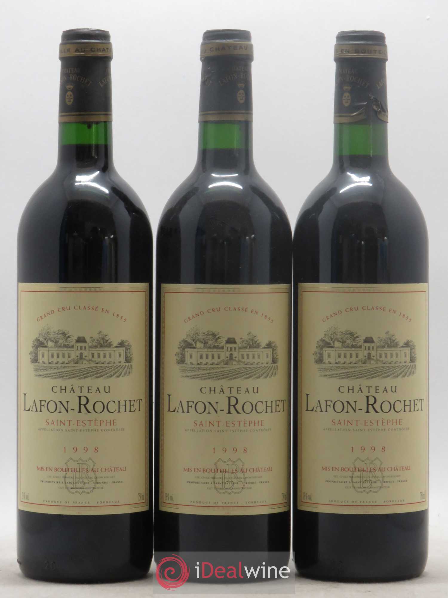 Château Lafon Rochet 4ème Grand Cru Classé 1998 - Lot de 3 bouteilles - 0