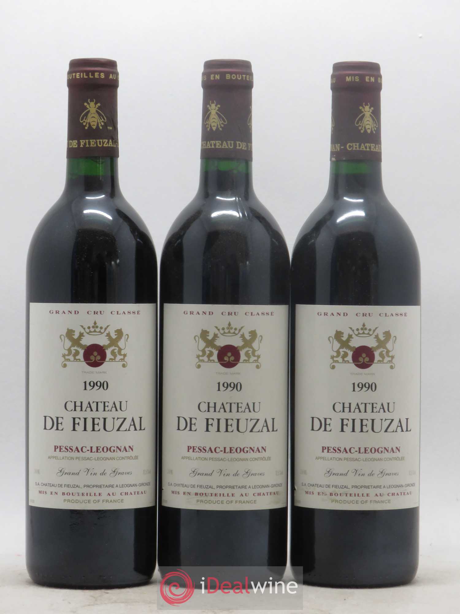 Château de Fieuzal Cru Classé de Graves 1990 - Lot de 3 bouteilles - 0