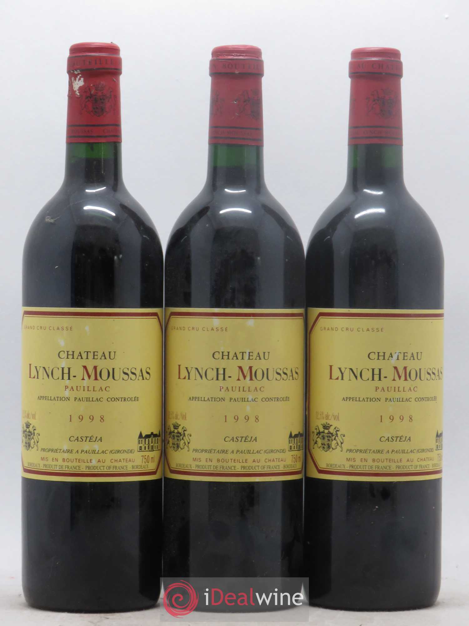Château Lynch Moussas 5ème Grand Cru Classé 1998 - Lot de 3 bouteilles - 0