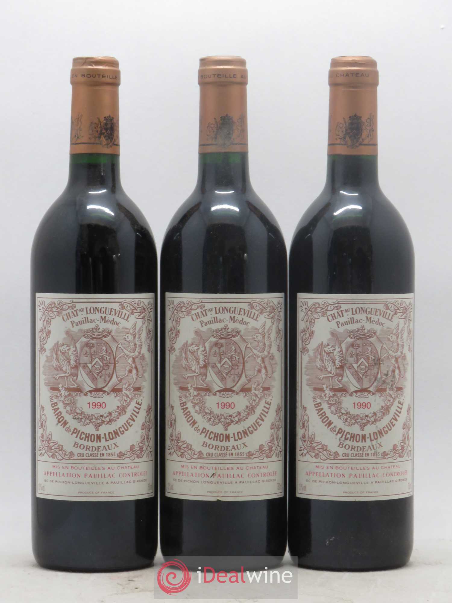 Pichon Longueville Baron 2ème Grand Cru Classé 1990 - Lot de 3 bouteilles - 0