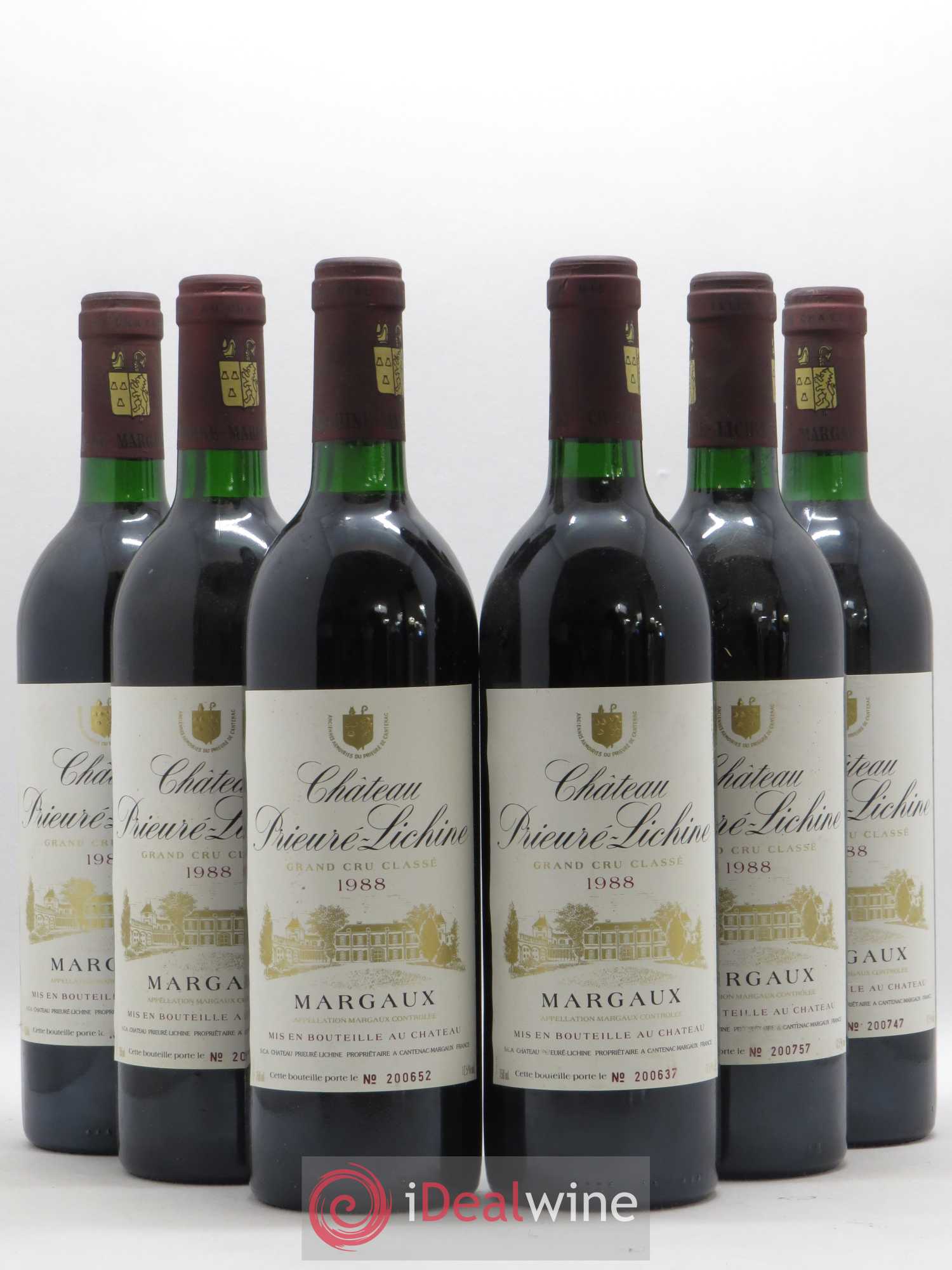 Château Prieuré Lichine 4ème Grand Cru Classé 1988 - Lot de 6 bouteilles - 0