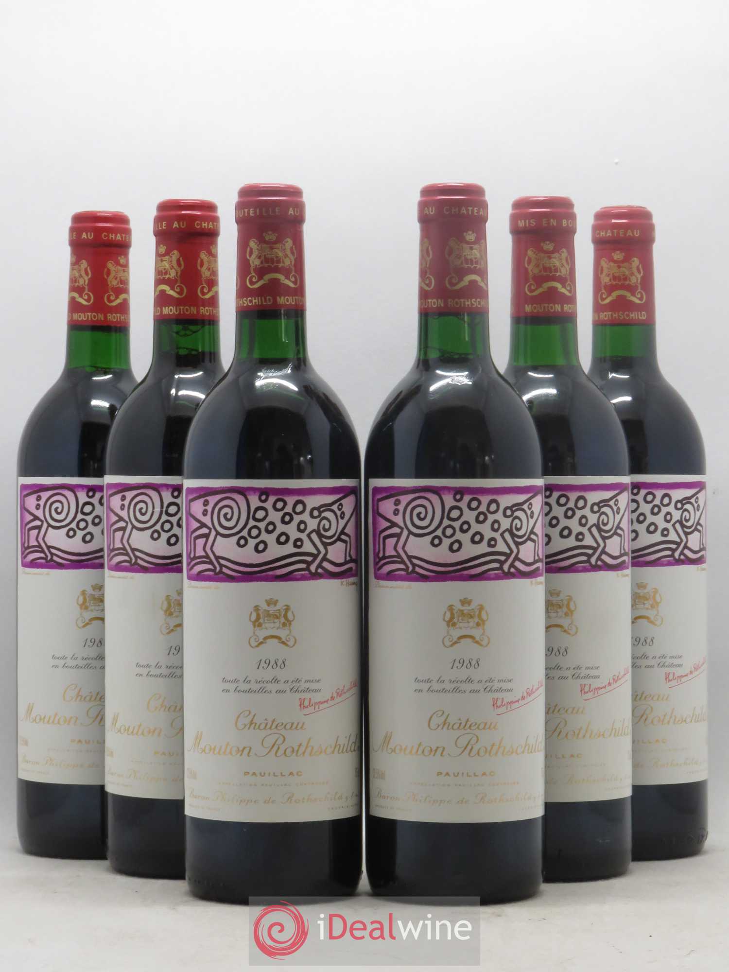 Château Mouton Rothschild 1er Grand Cru Classé 1988 - Lot de 6 bouteilles - 0