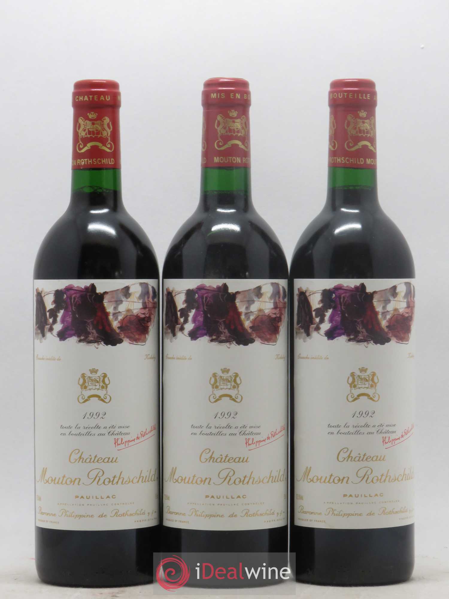Château Mouton Rothschild 1er Grand Cru Classé 1992 - Lot de 3 bouteilles - 0