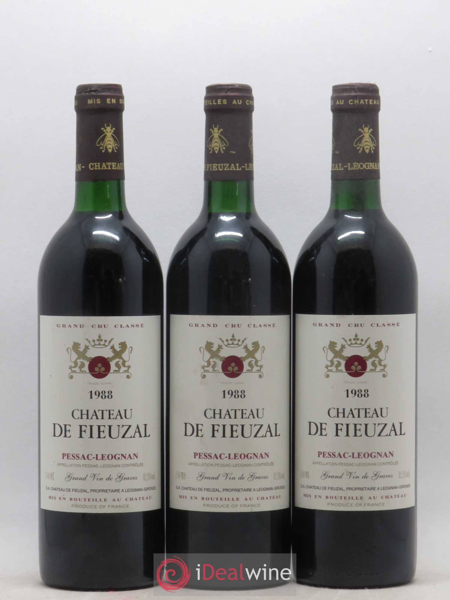 Château de Fieuzal Cru Classé de Graves 1988 - Lot de 3 bouteilles - 0