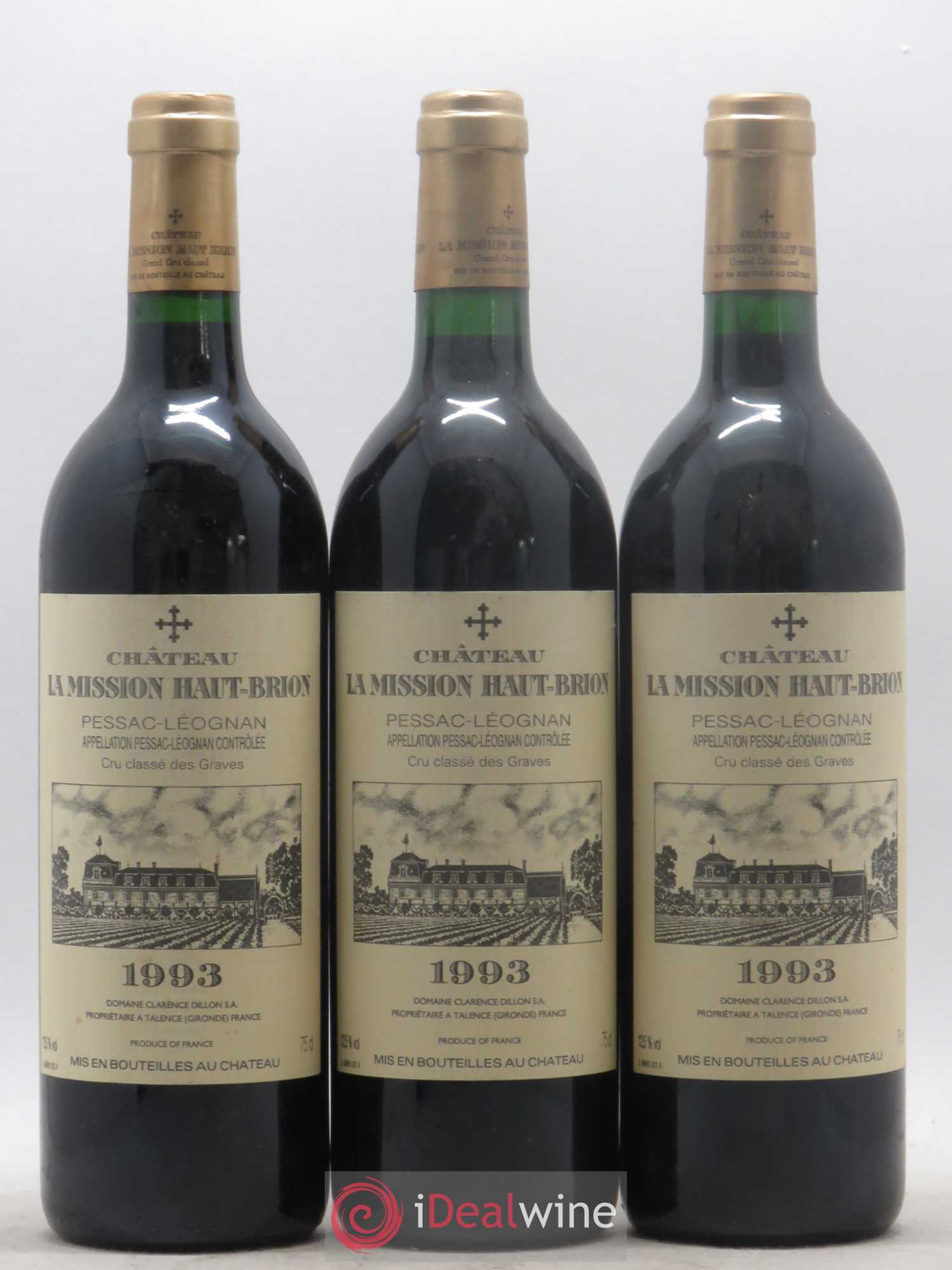 Château la Mission Haut-Brion Cru Classé de Graves 1993 - Lot de 3 bouteilles - 0
