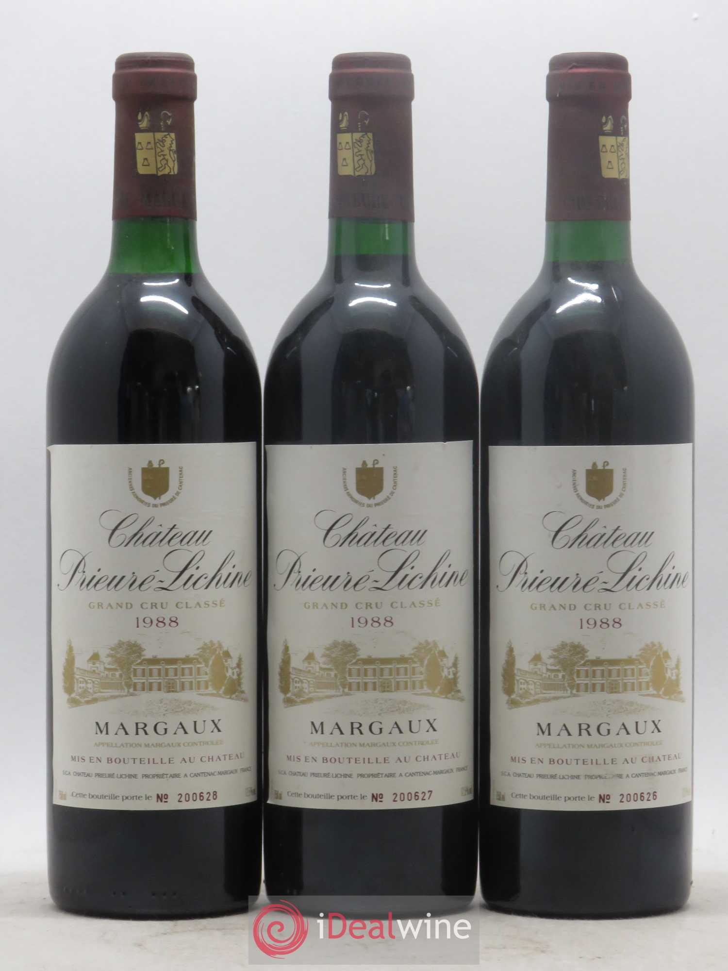 Château Prieuré Lichine 4ème Grand Cru Classé 1988 - Lot de 3 bouteilles - 0