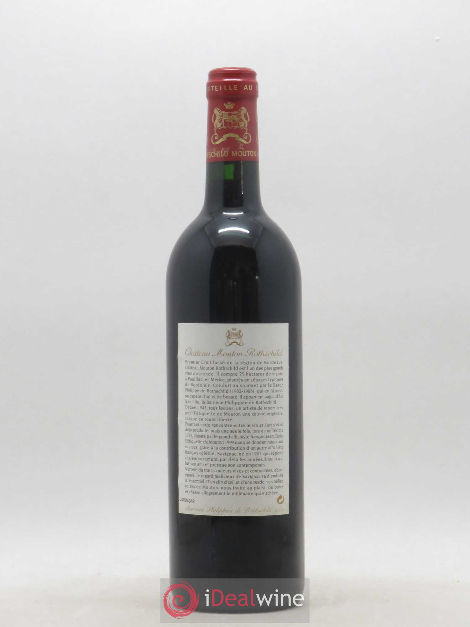 Château Mouton Rothschild 1er Grand Cru Classé 1999 - Lot de 1 bouteille - 1