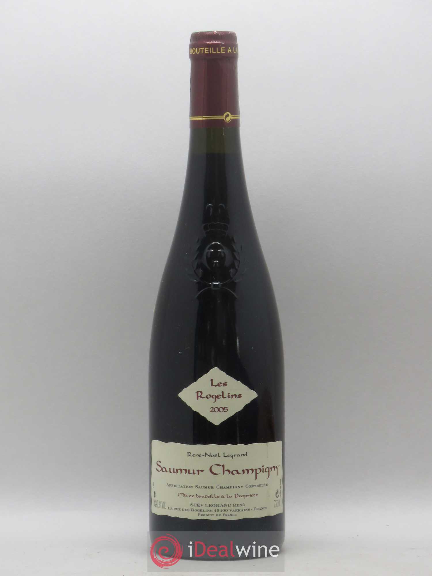 Saumur-Champigny Les Rogelins Clotilde Legrand (anciennement René-Noël Legrand) 2005 - Lot de 1 bouteille - 0