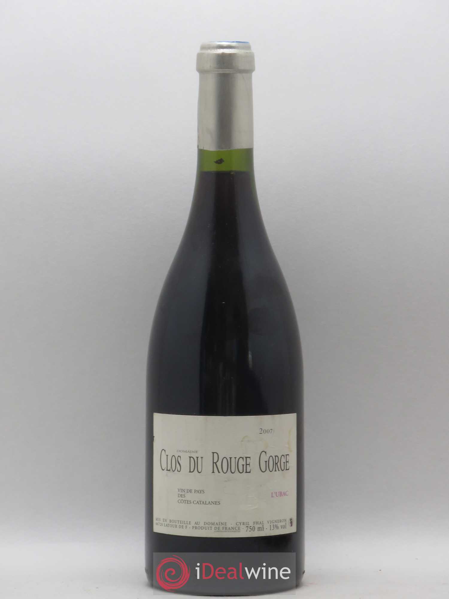 Côtes Catalanes Clos du Rouge Gorge L'Ubac Cyril Fhal 2007 - Lot de 1 bouteille - 0