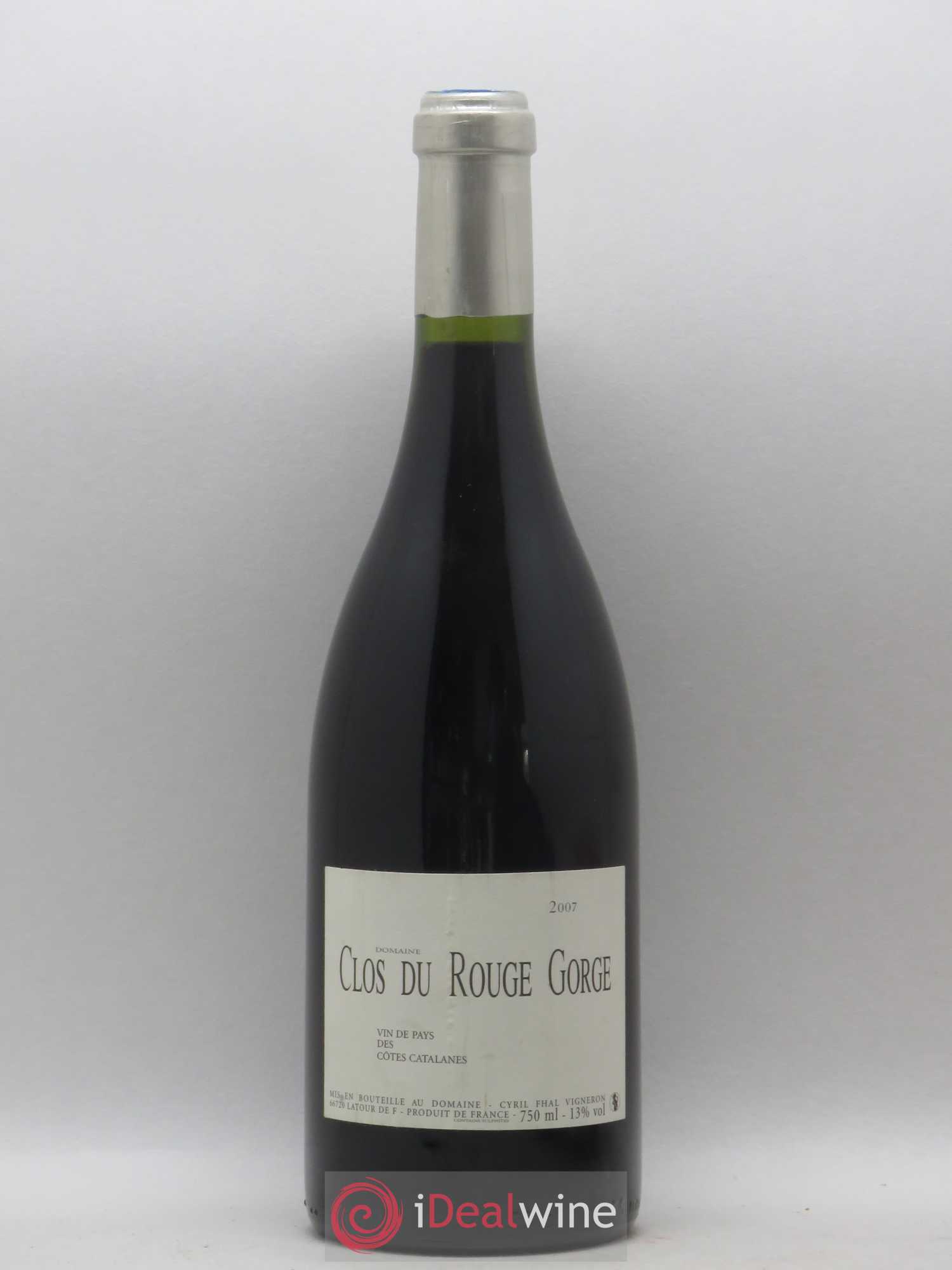 Côtes Catalanes Clos du Rouge Gorge Vieilles Vignes Cyril Fhal 2007 - Lot de 1 bouteille - 0