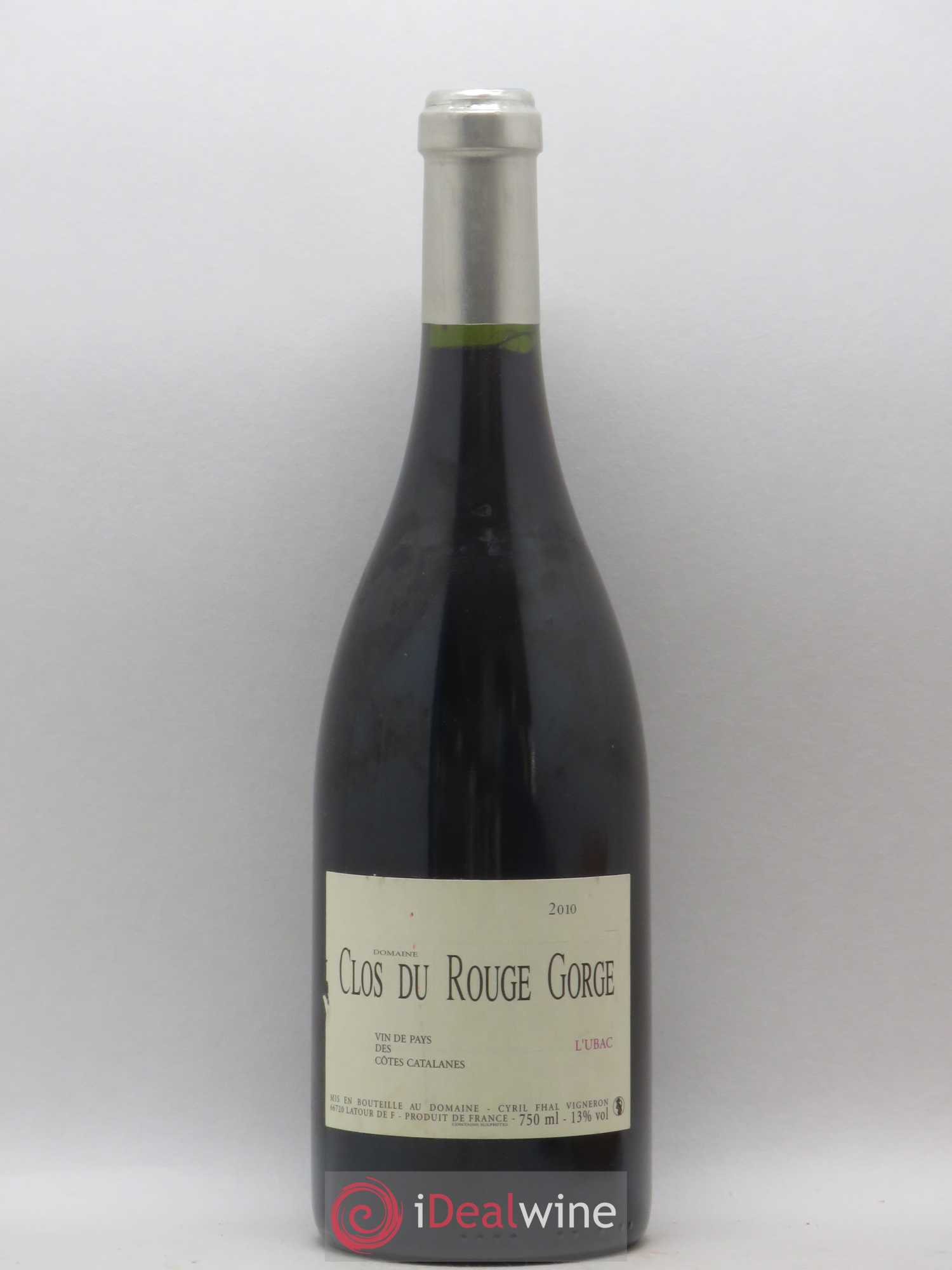 Côtes Catalanes Clos du Rouge Gorge L'Ubac Cyril Fhal 2010 - Lot de 1 bouteille - 0