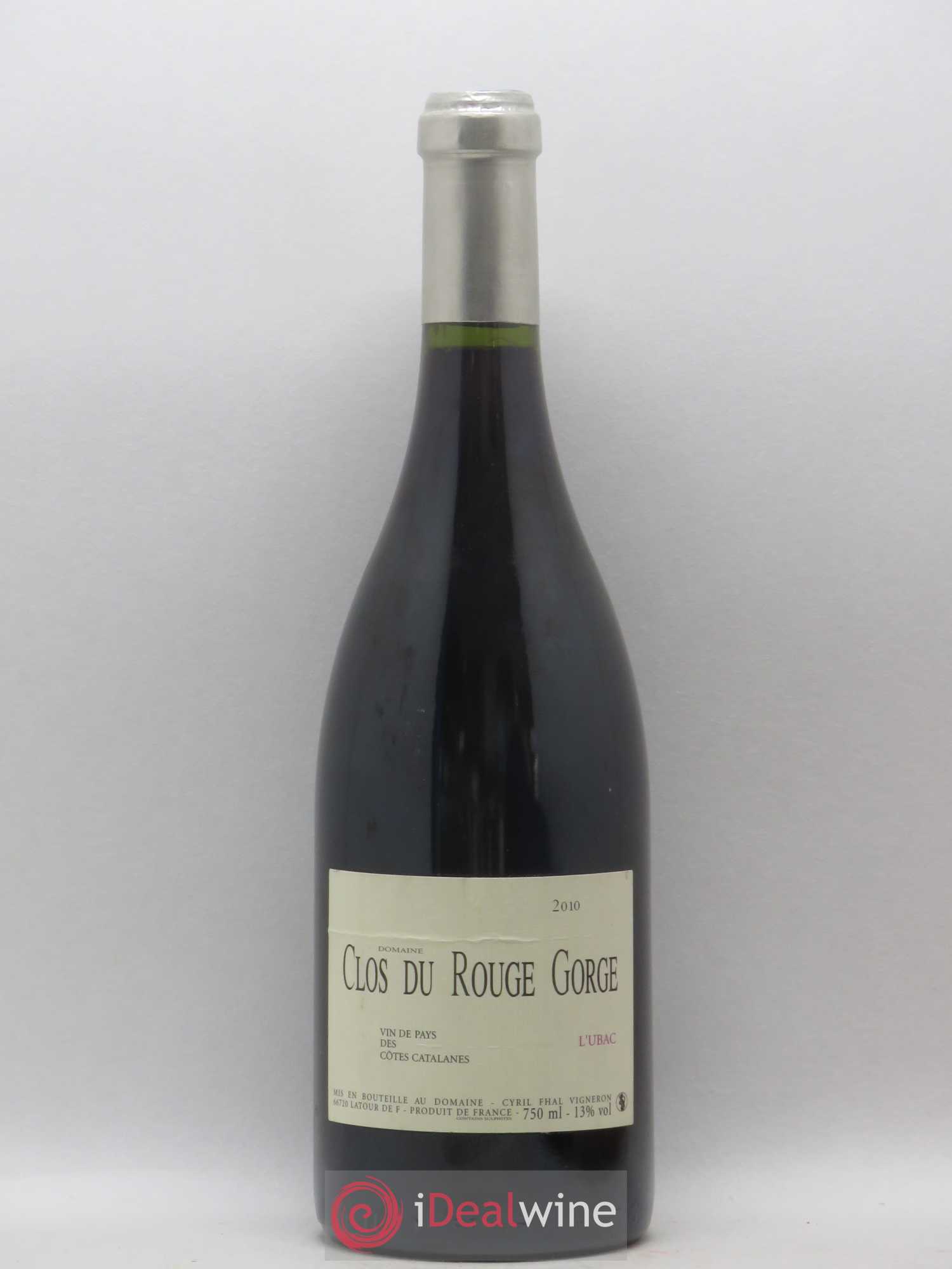 Côtes Catalanes Clos du Rouge Gorge L'Ubac Cyril Fhal 2010 - Lot de 1 bouteille - 0