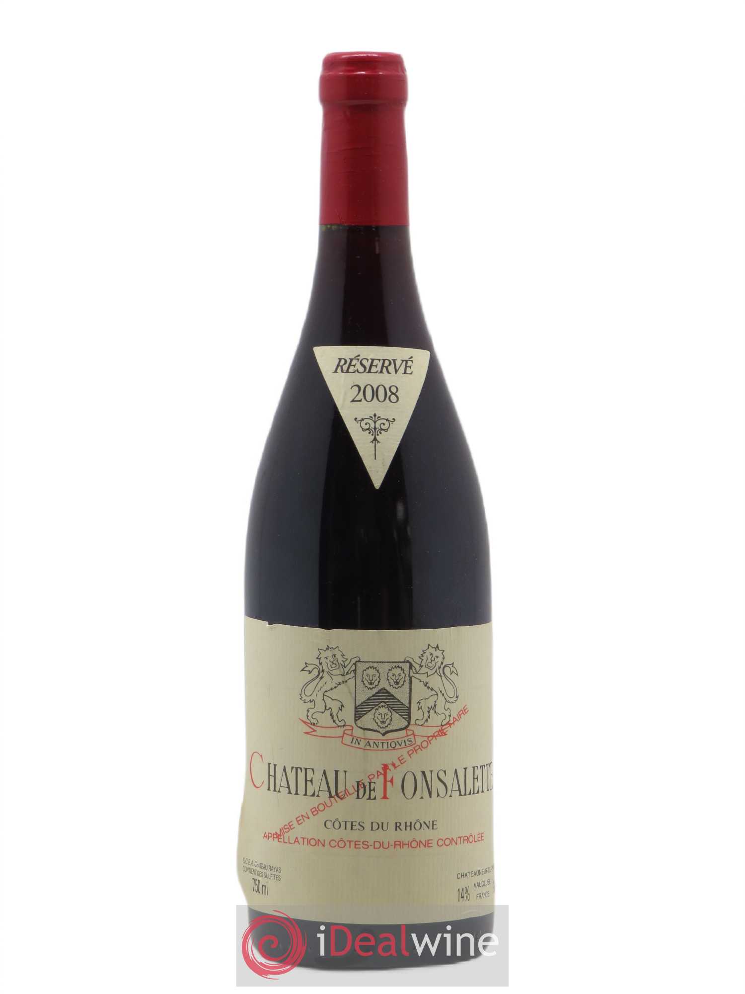 Côtes-du-Rhône Château de Fonsalette Emmanuel Reynaud 2008 - Lot de 1 bouteille - 0