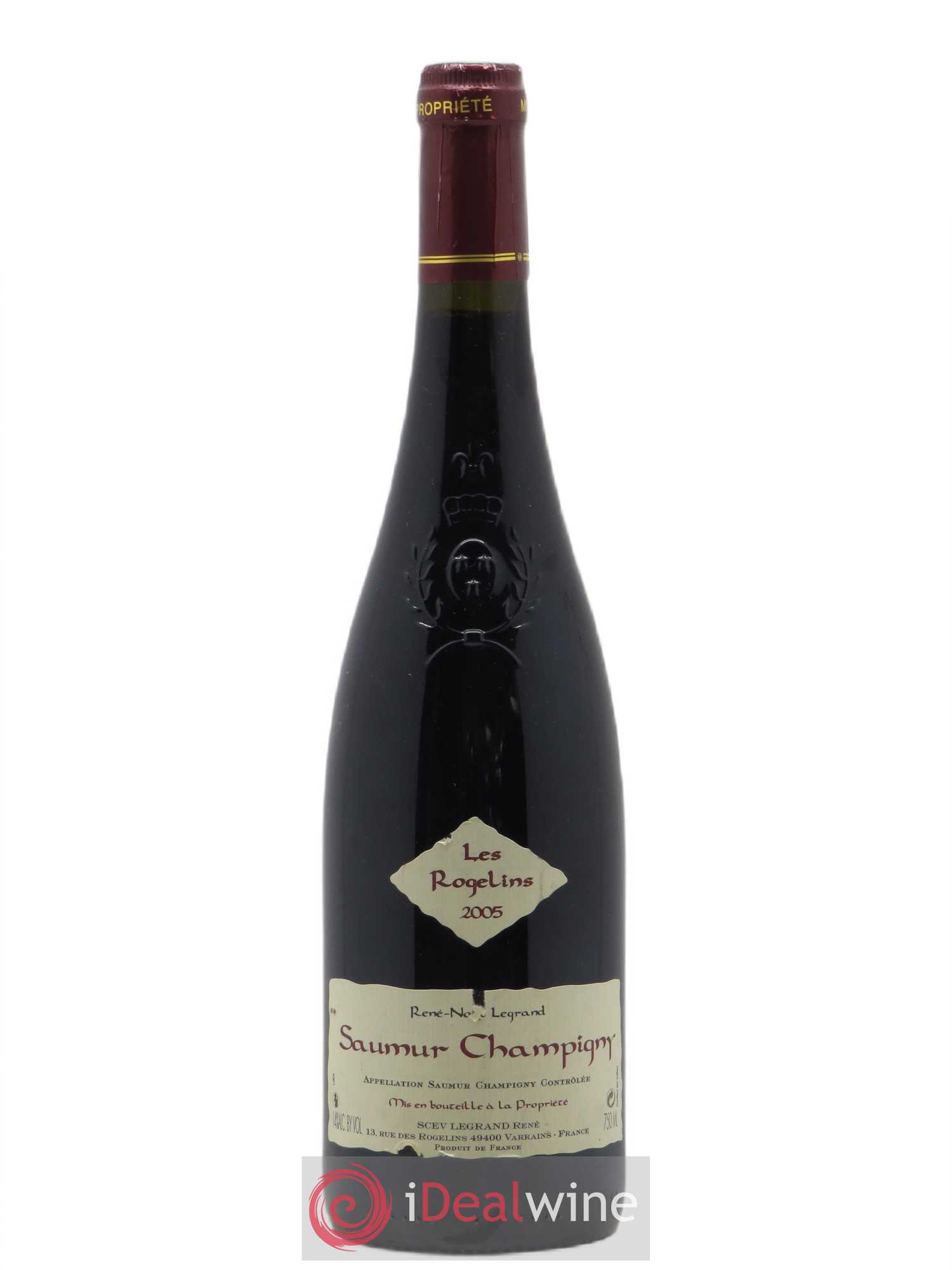 Saumur-Champigny Les Rogelins Clotilde Legrand (anciennement René-Noël Legrand) 2005 - Lot de 1 bouteille - 0
