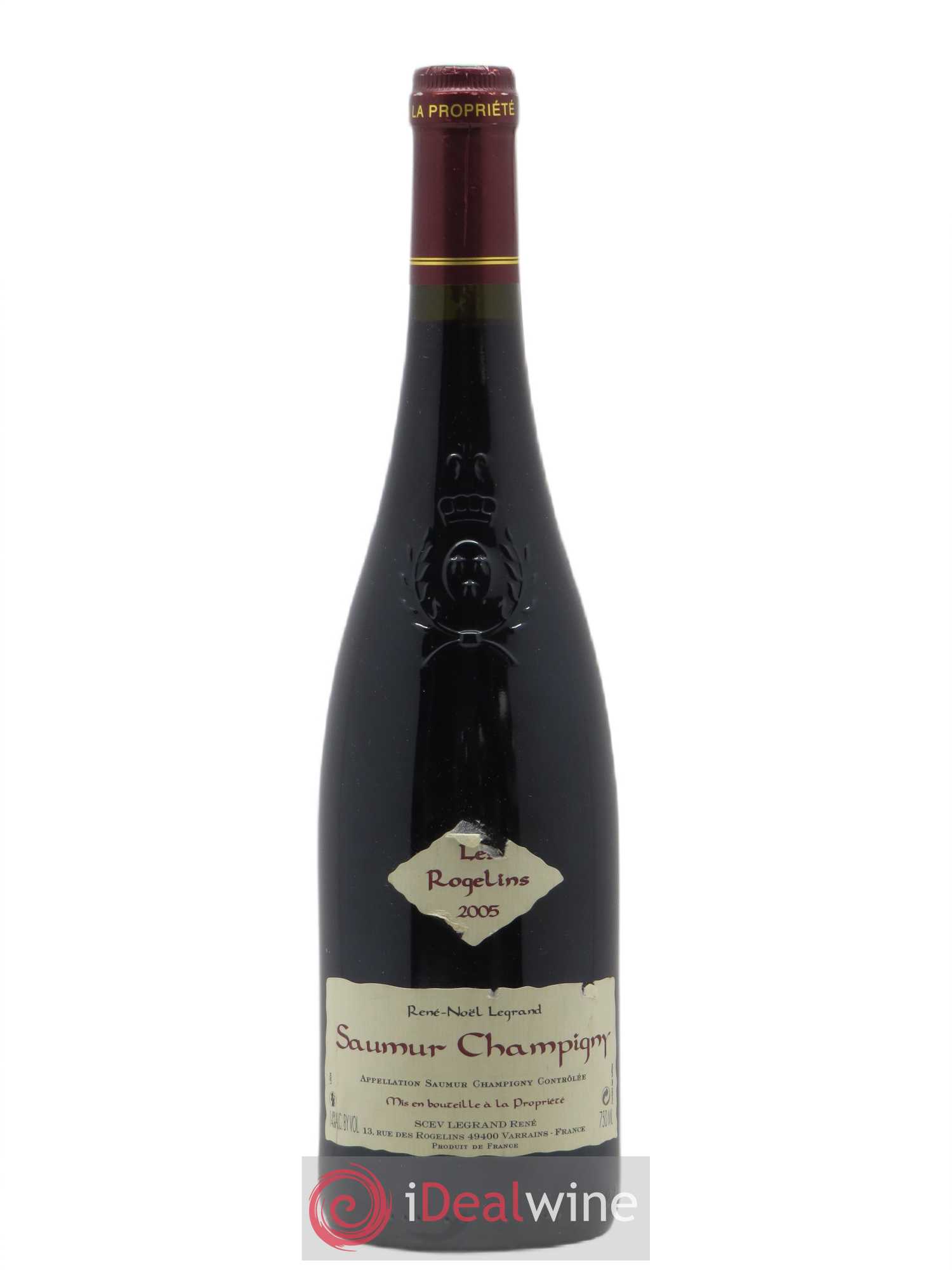 Saumur-Champigny Les Rogelins Clotilde Legrand (anciennement René-Noël Legrand) 2005 - Lot de 1 bouteille - 0