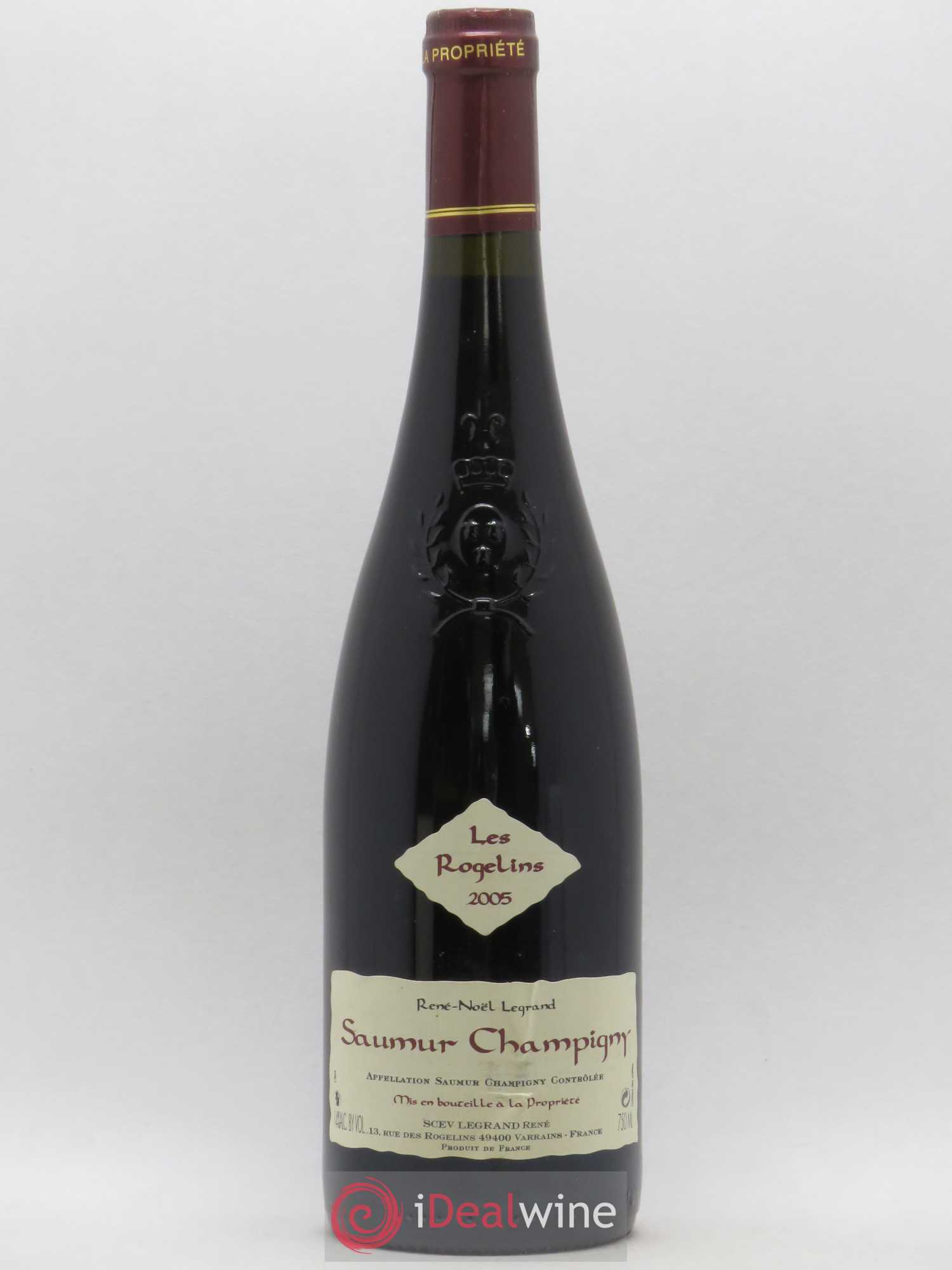 Saumur-Champigny Les Rogelins Clotilde Legrand (anciennement René-Noël Legrand) 2005 - Lot de 1 bouteille - 0