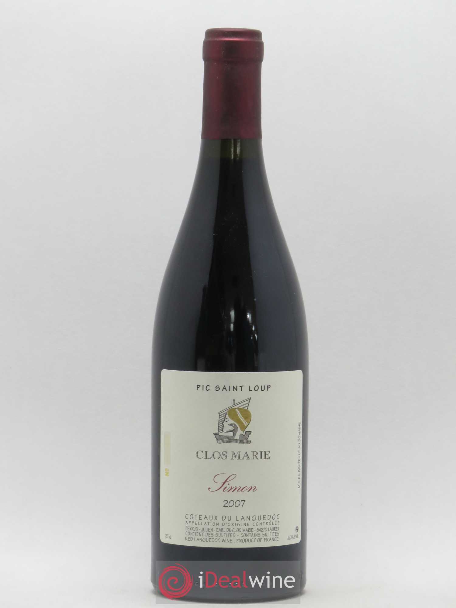 Pic Saint-Loup Clos Marie Cuvée Simon Christophe Peyrus et Françoise Julien 2007 - Lot de 1 bouteille - 0