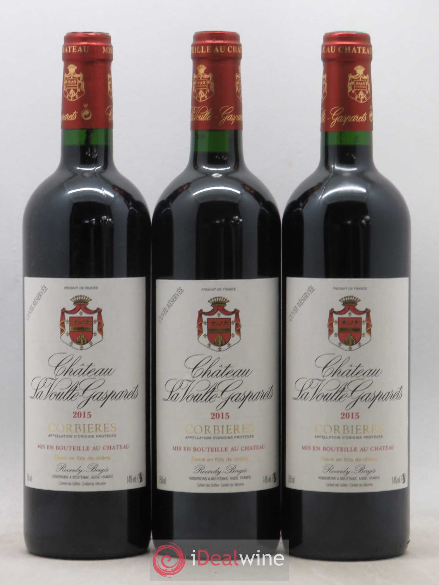 Corbières Château La Voulte-Gasparets Réservée Patrick Reverdy 2015 - Lot de 3 bouteilles - 0