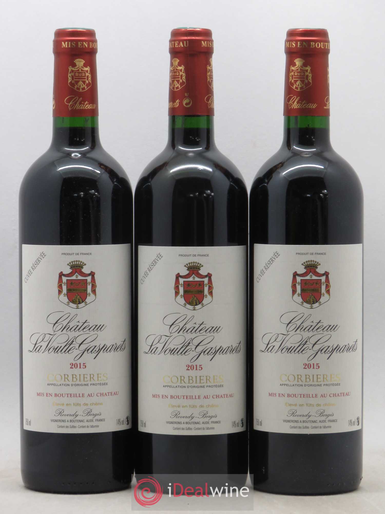Corbières Château La Voulte-Gasparets Réservée Patrick Reverdy (sans prix de réserve) 2015 - Lot de 3 bouteilles - 0
