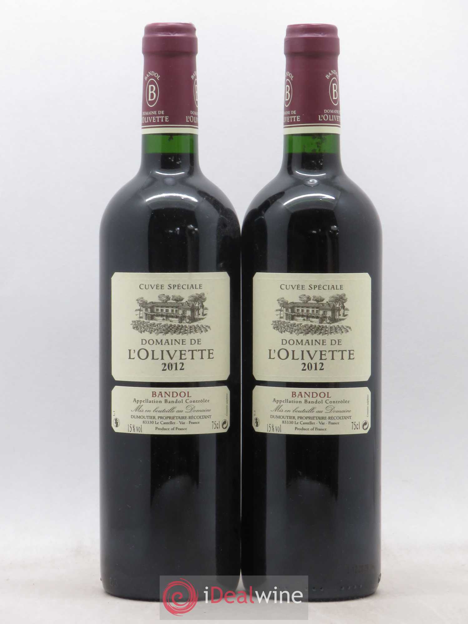Bandol Cuvée Spéciale Domaine de l'Olivette (sans prix de réserve) 2012 - Posten von 2 Flaschen - 0