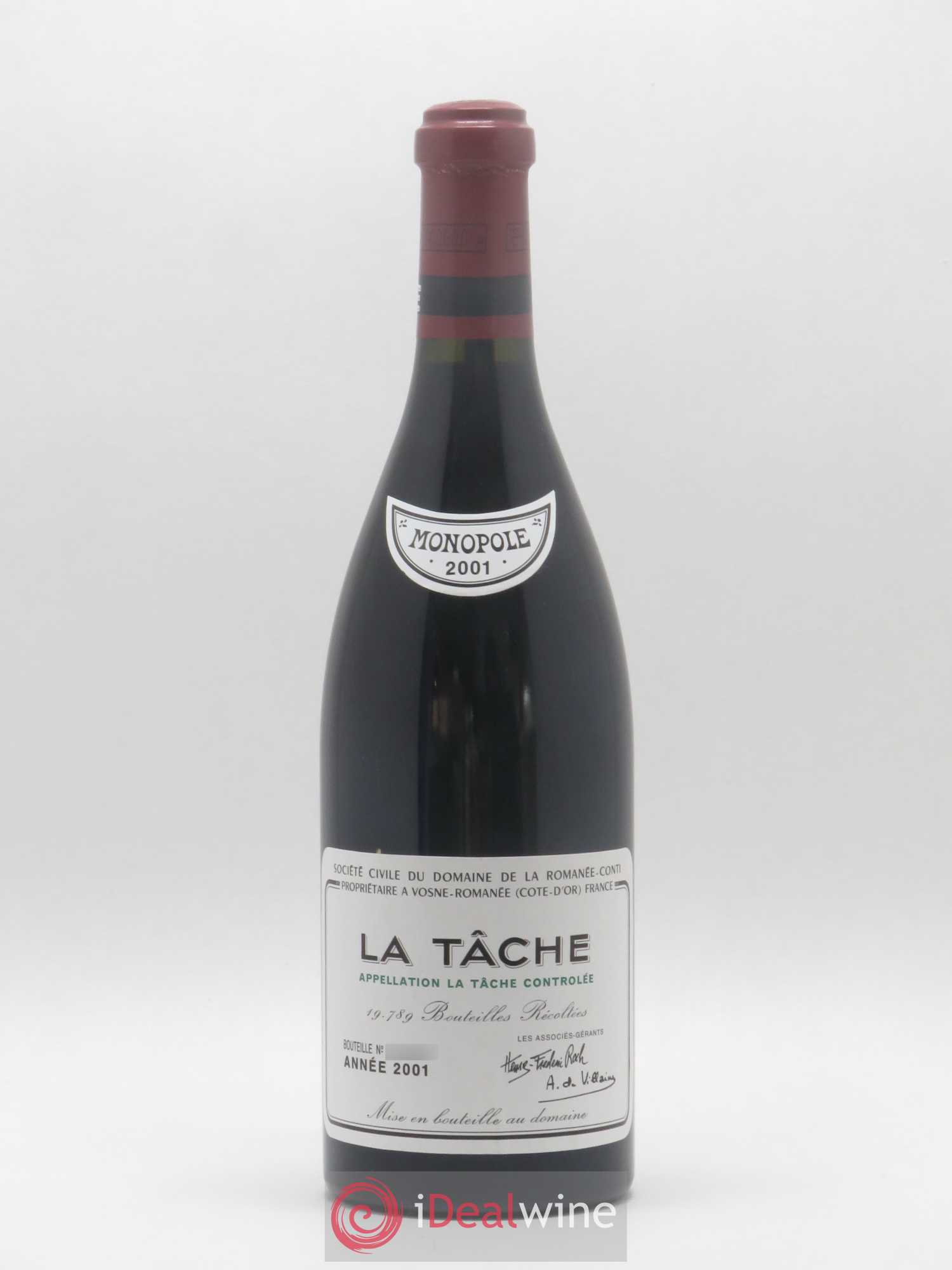 La Tâche Grand Cru Domaine de la Romanée-Conti 2001 - Lot de 1 bouteille - 0