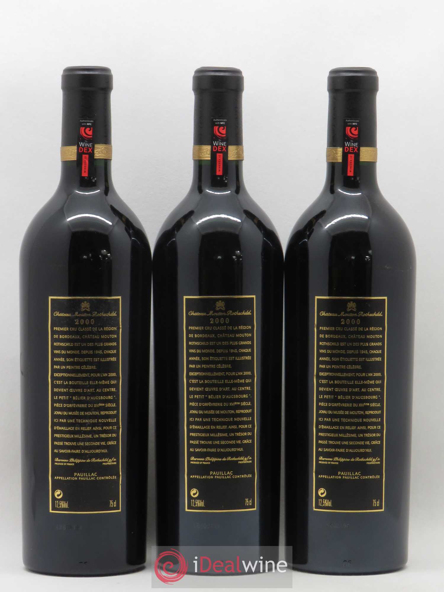 Château Mouton Rothschild 1er Grand Cru Classé 2000 - Lot de 3 bouteilles - 1