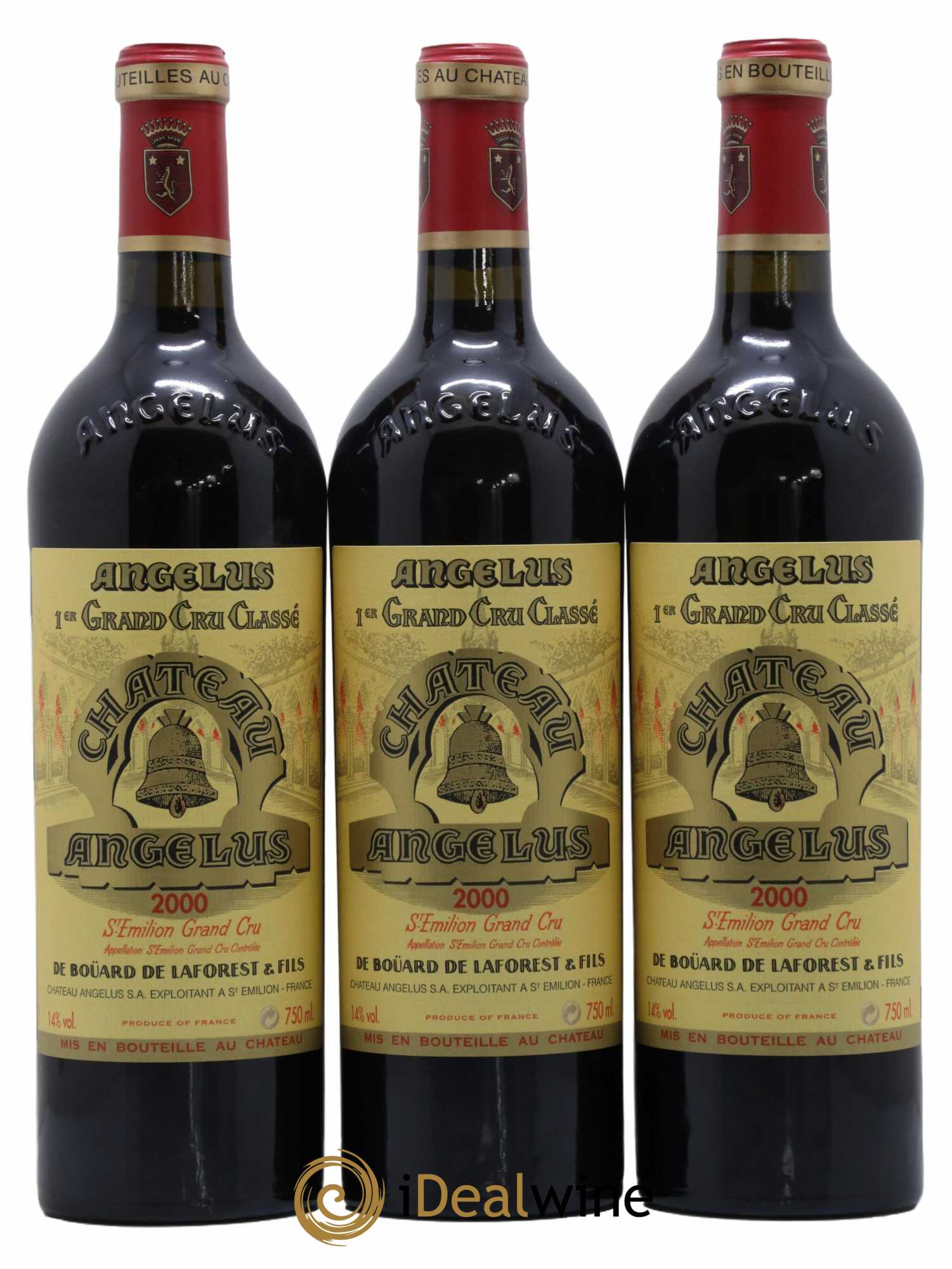 Château Angélus 1er Grand Cru Classé A 2000 - Lot de 3 bouteilles - 0
