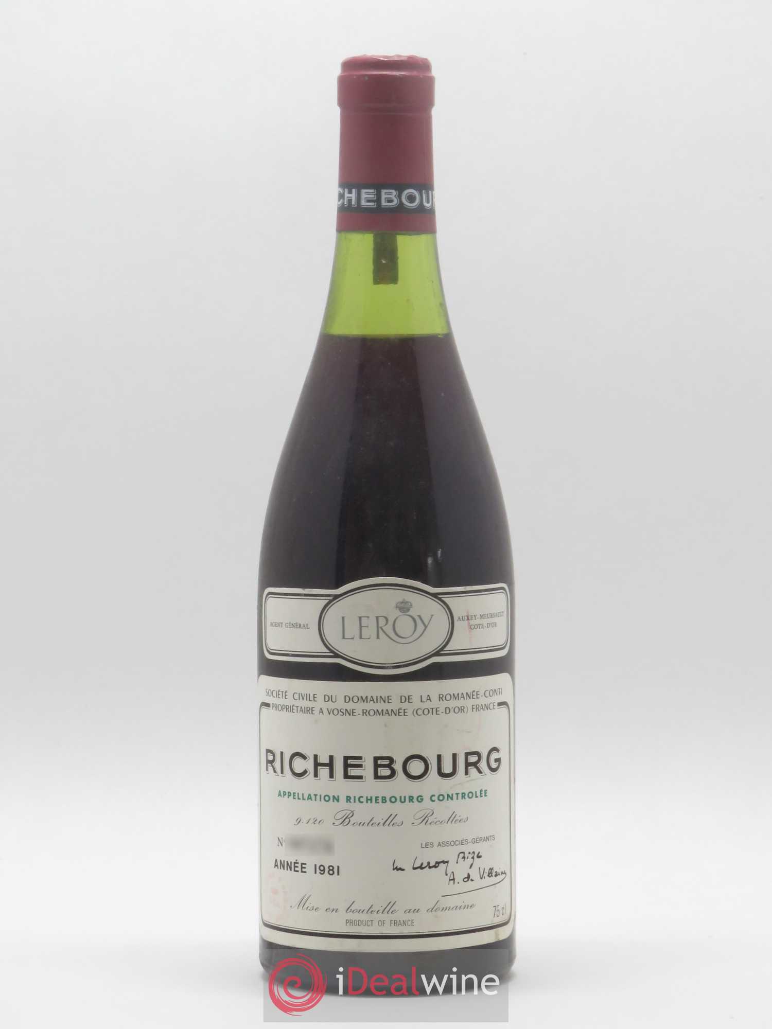 Richebourg Grand Cru Domaine de la Romanée-Conti 1981 - Lot de 1 bouteille - 0
