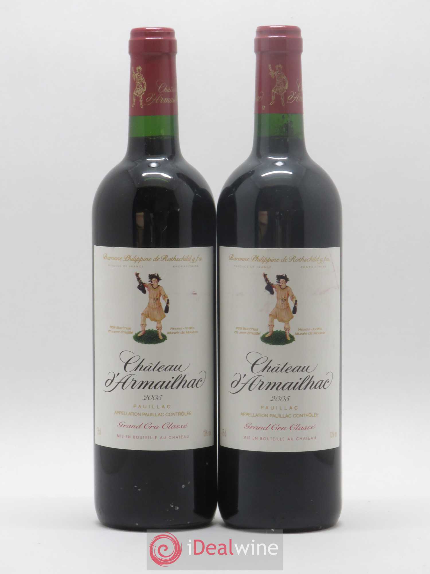 Château d' Armailhac - Mouton Baron(ne) Philippe 5ème Grand Cru Classé 2005 - Lot de 2 bouteilles - 0