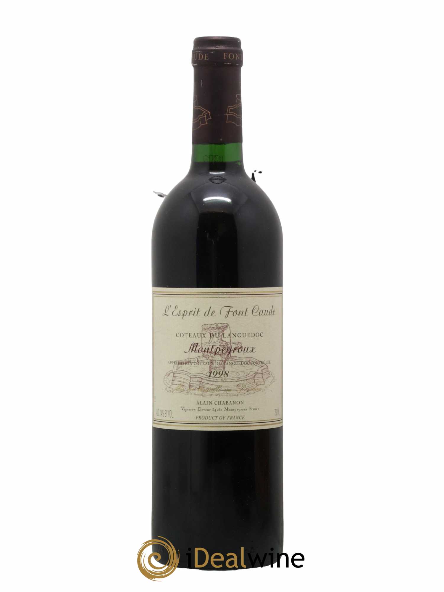 Languedoc Montpeyroux Alain Chabanon (Domaine) L'Esprit de Font Caude 1998 - Lot de 1 bouteille - 0