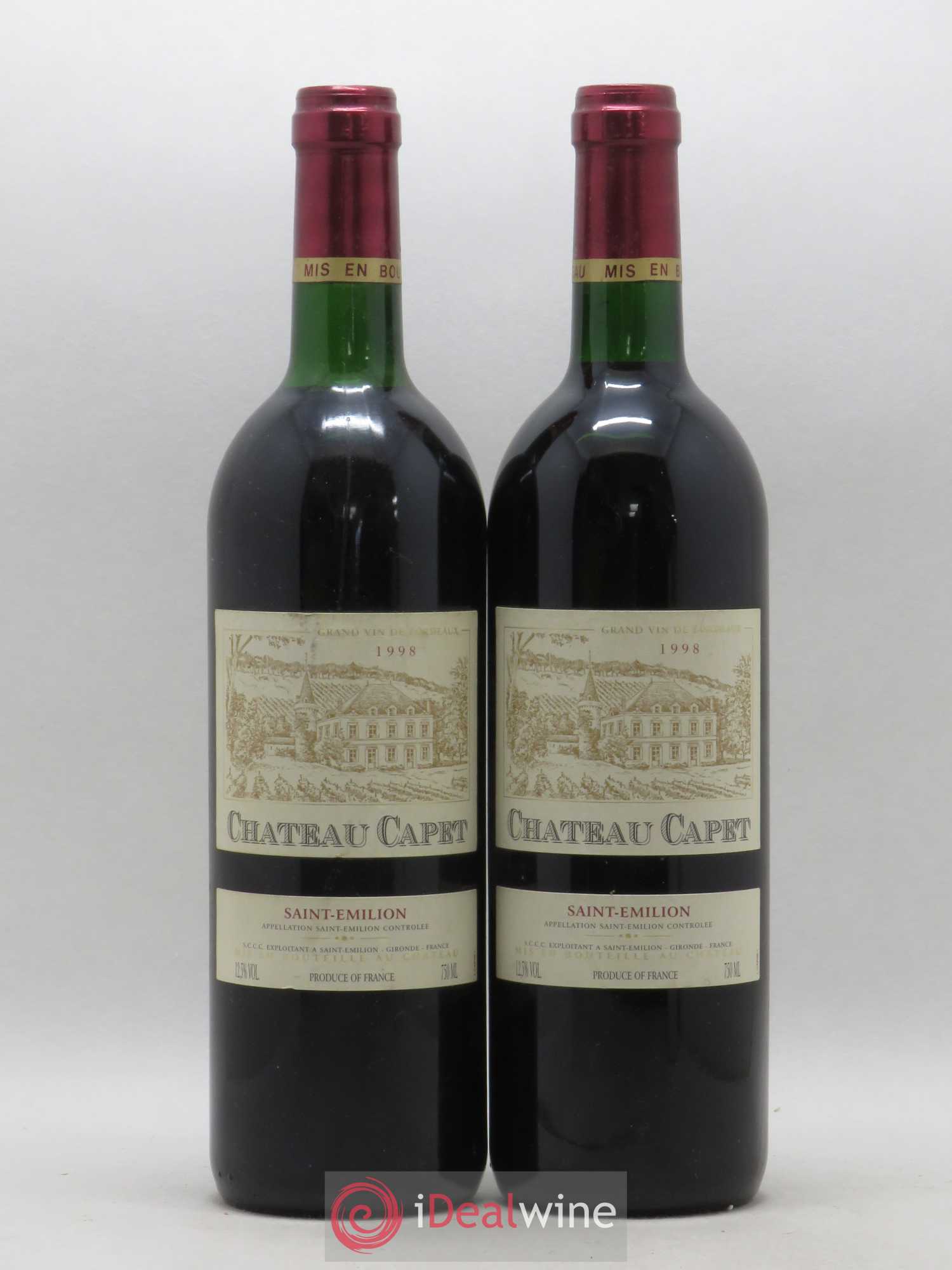 Saint-Émilion Château Capet 1998 - Lot de 2 bouteilles - 0