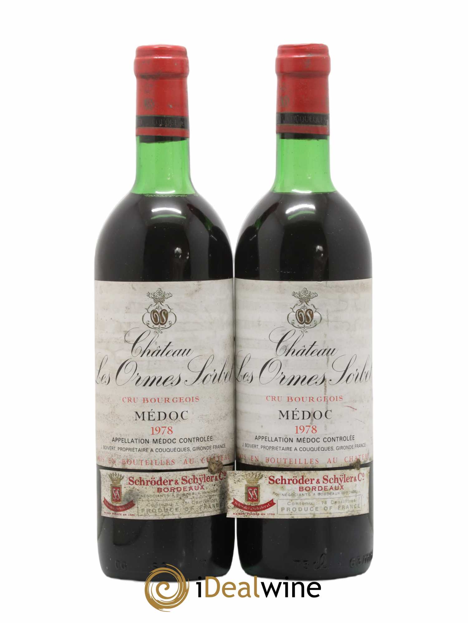 Château les Ormes Sorbet Cru Bourgeois 1978 - Lot de 2 bouteilles - 0
