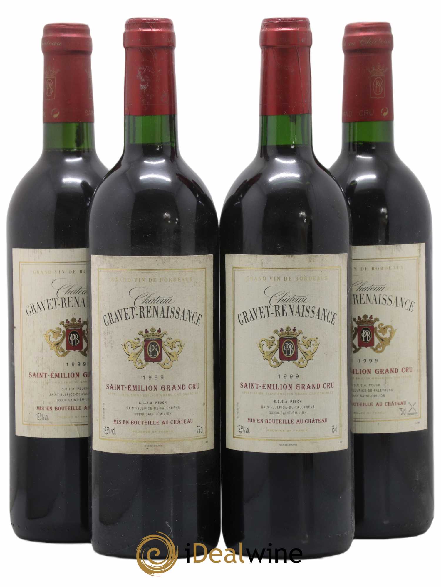Saint-Émilion Grand Cru Chateau Gravet Renaissance 1999 - Lot de 4 bouteilles - 0