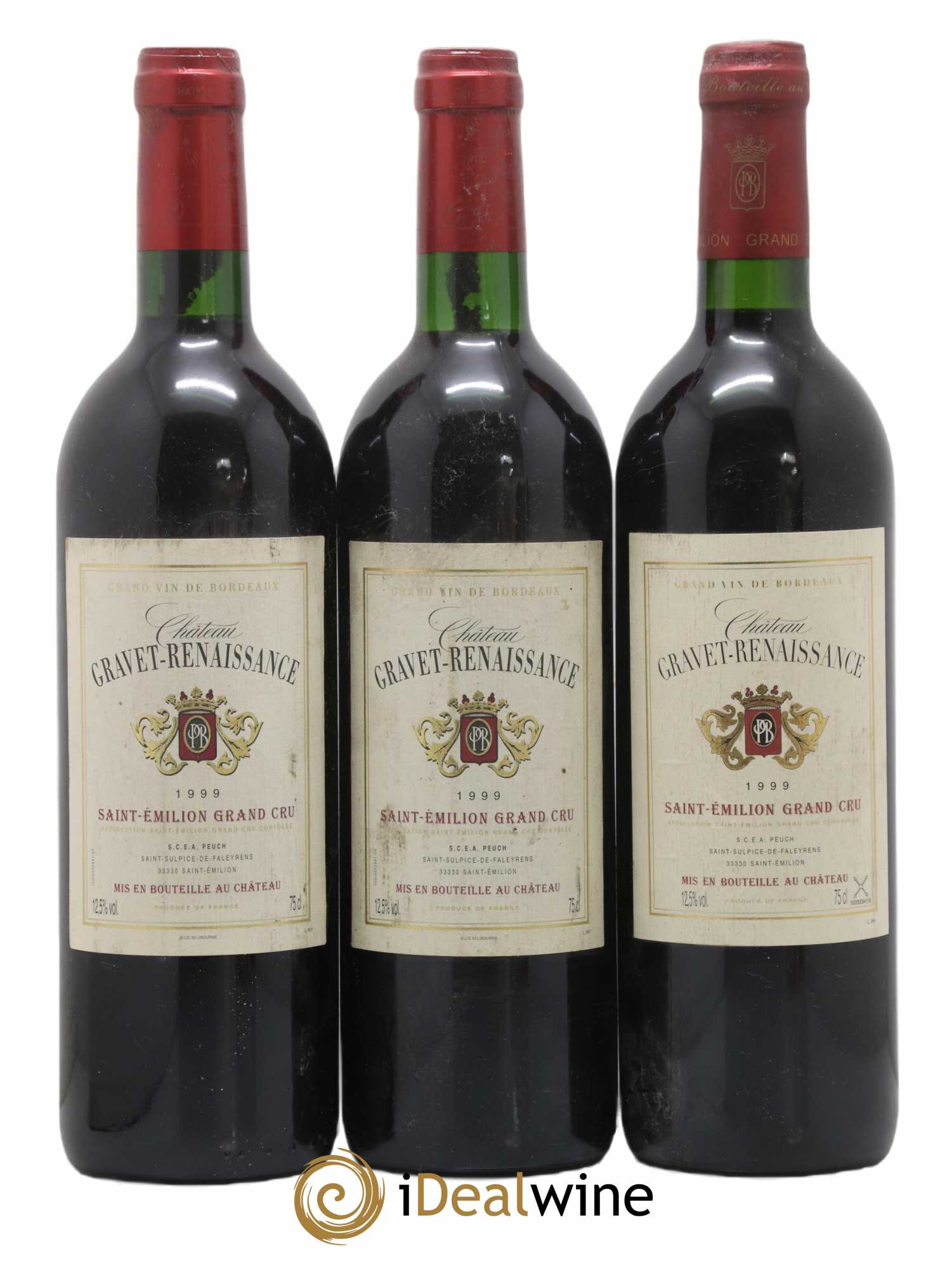 Saint-Émilion Grand Cru Chateau Gravet Renaissance 1999 - Lot de 3 bouteilles - 0