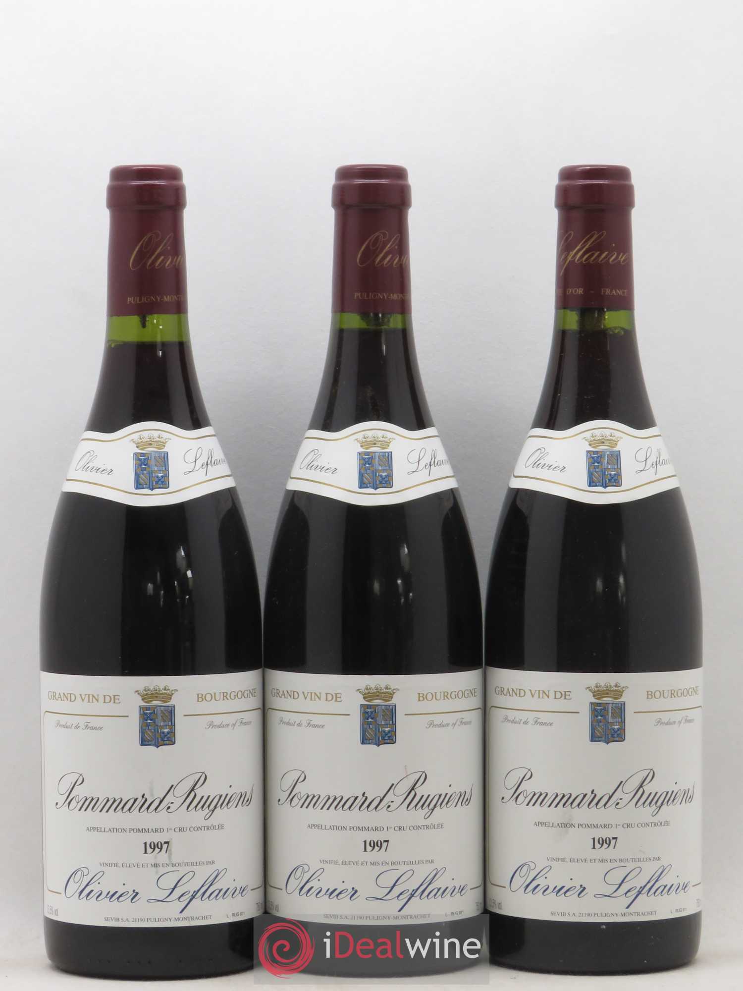 Pommard 1er Cru Rugiens Olivier Leflaive 1997 - Lot de 3 bouteilles - 0