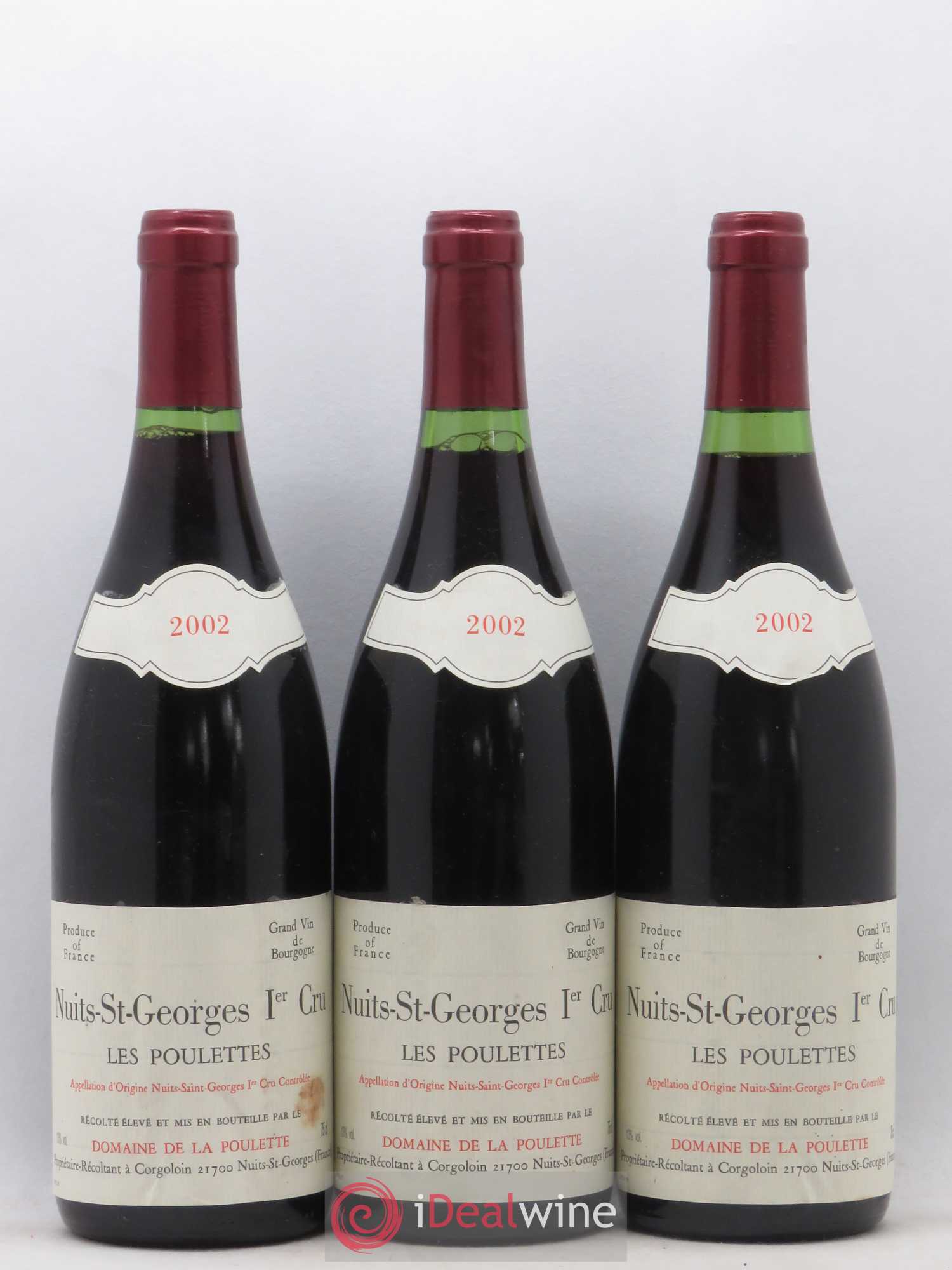 Nuits-Saint-Georges 1er Cru Les Poulettes Domaine de La Poulette 2002 - Lot de 3 bouteilles - 0