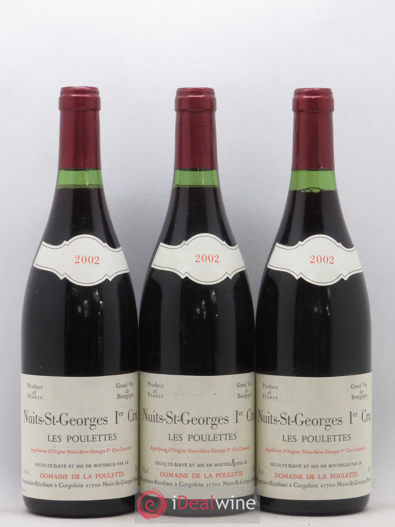 Nuits-Saint-Georges 1er Cru Les Poulettes Domaine de La Poulette 2002 - Lot de 3 bouteilles - 0