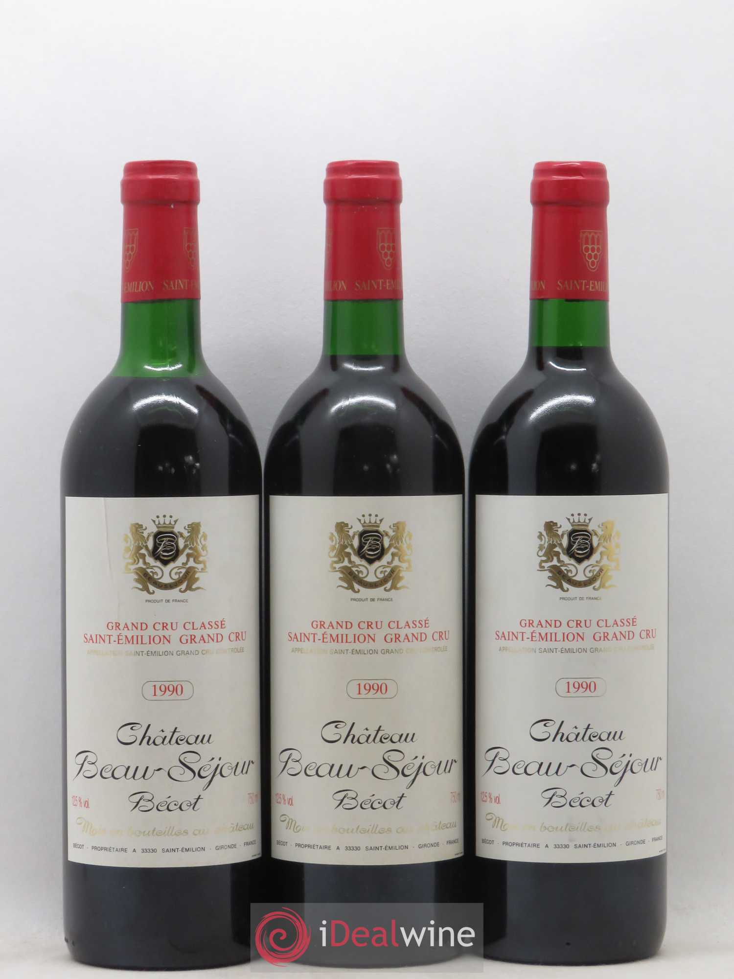 Château Beau-Séjour Bécot 1er Grand Cru Classé B 1990 - Lot de 3 bouteilles - 0