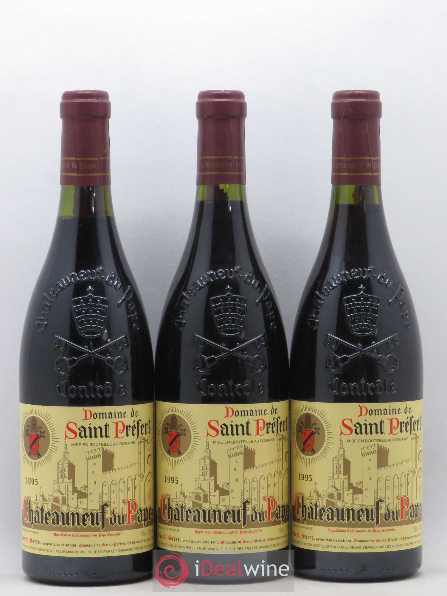 Châteauneuf-du-Pape Domaine Saint-Préfert 1995 - Lot de 3 bouteilles - 0