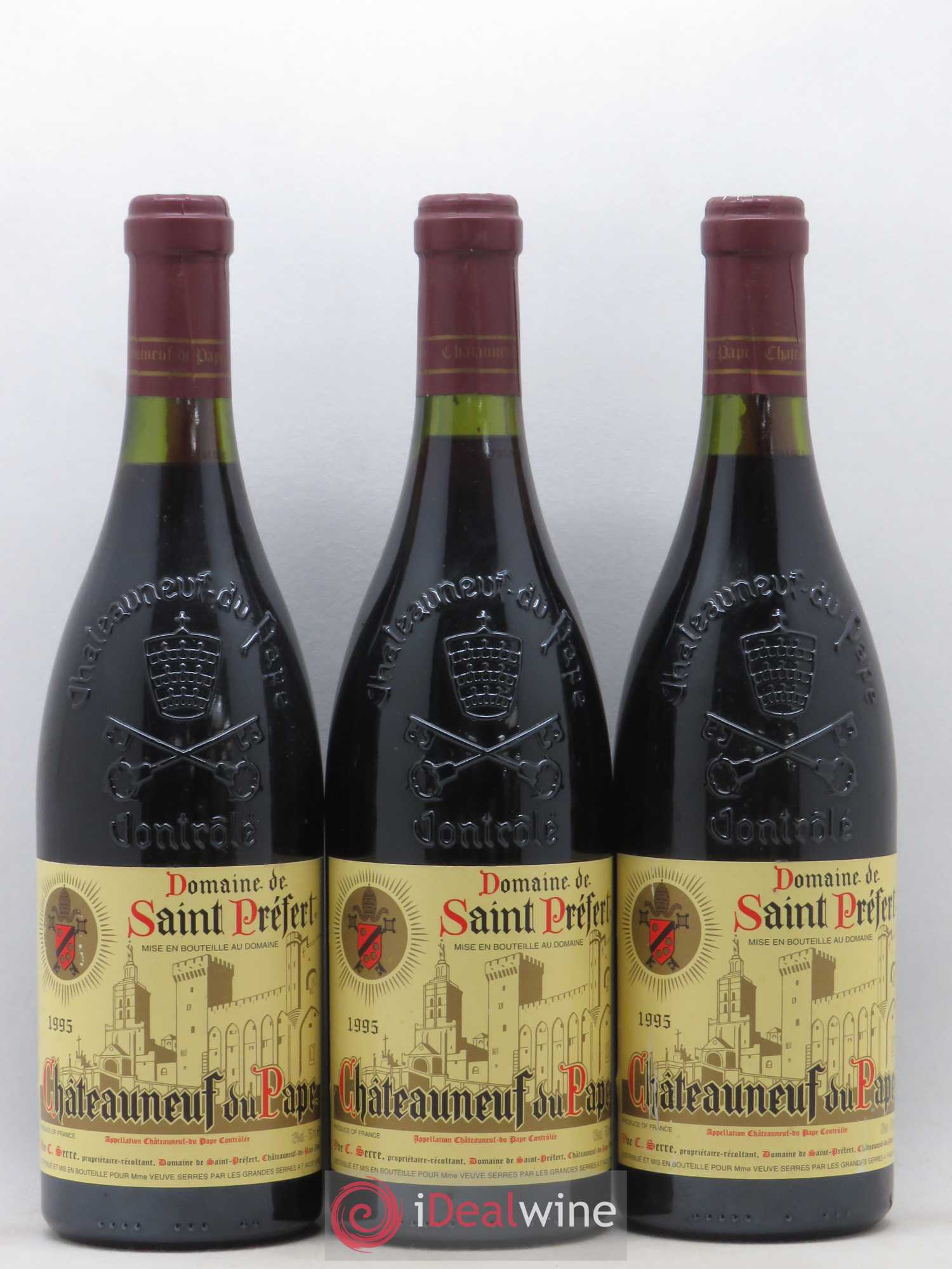Châteauneuf-du-Pape Domaine Saint-Préfert 1995 - Lot de 3 bouteilles - 0