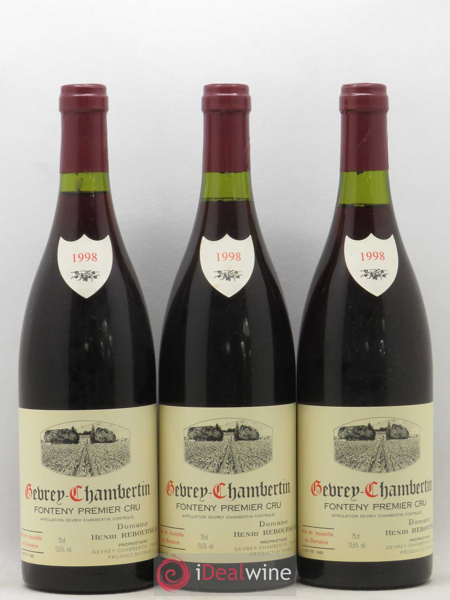 Gevrey-Chambertin 1er Cru Fonteny Henri Rebourseau (Domaine) 1998 - Lot de 3 bouteilles - 0