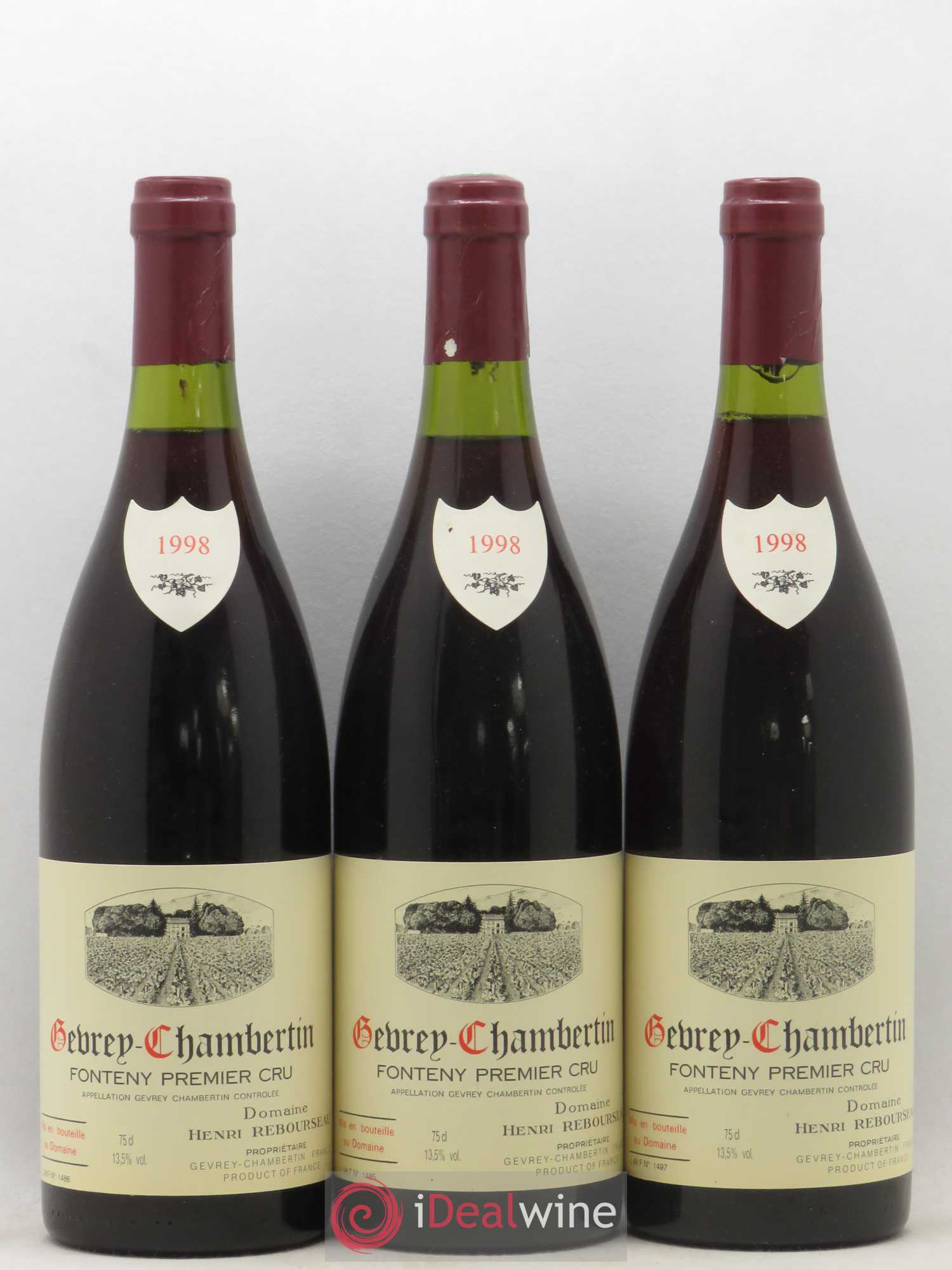 Gevrey-Chambertin 1er Cru Fonteny Henri Rebourseau (Domaine) 1998 - Lot de 3 bouteilles - 0