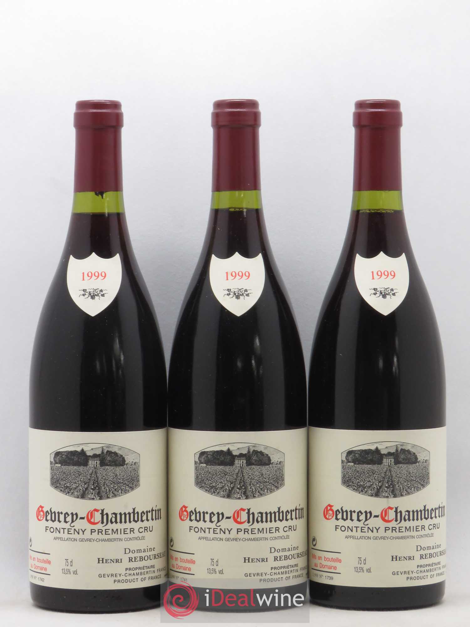 Gevrey-Chambertin 1er Cru Fonteny Henri Rebourseau (Domaine) 1999 - Lot de 3 bouteilles - 0