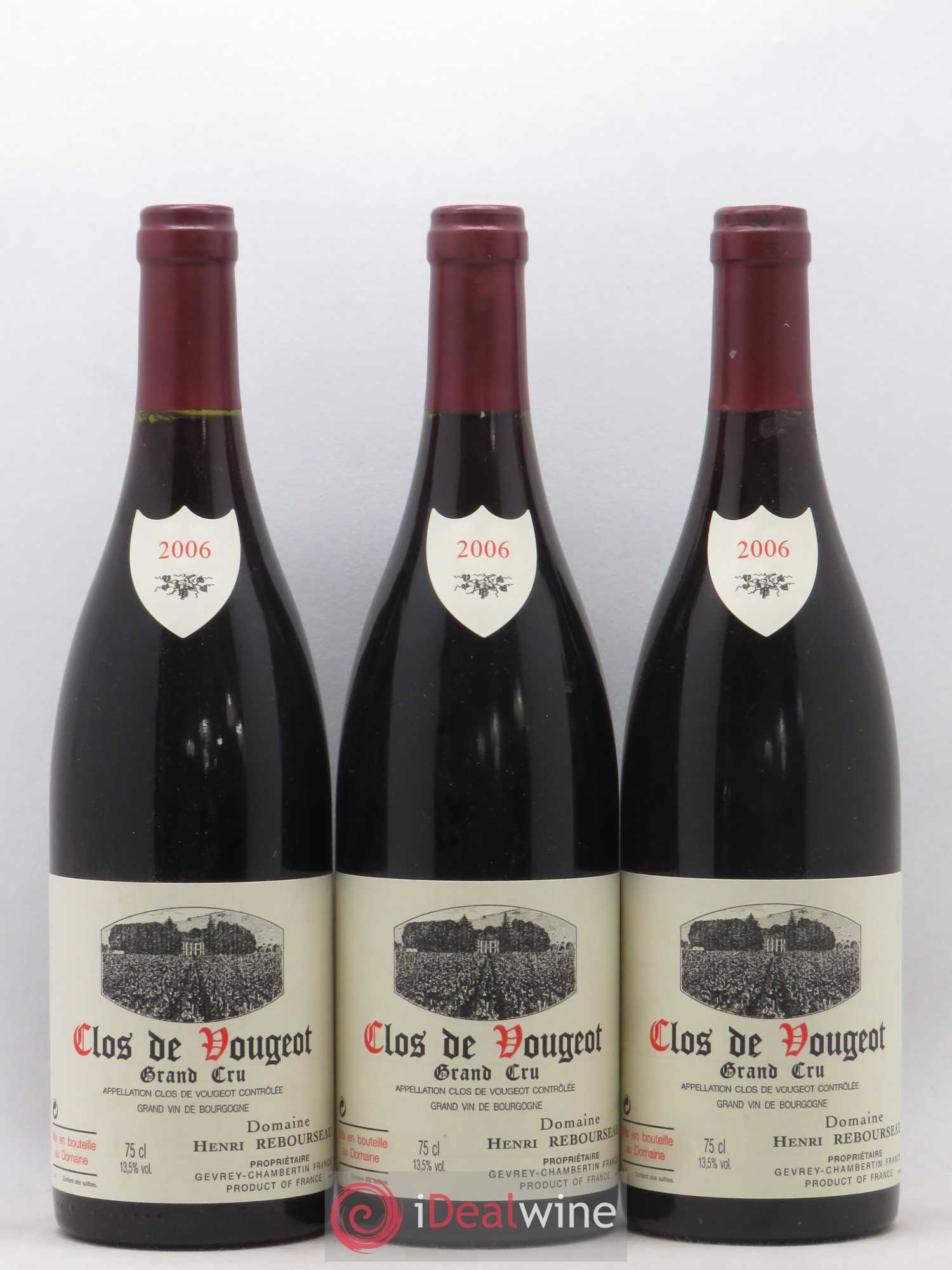 Clos de Vougeot Grand Cru Henri Rebourseau (Domaine) 2006 - Lot de 3 bouteilles - 0